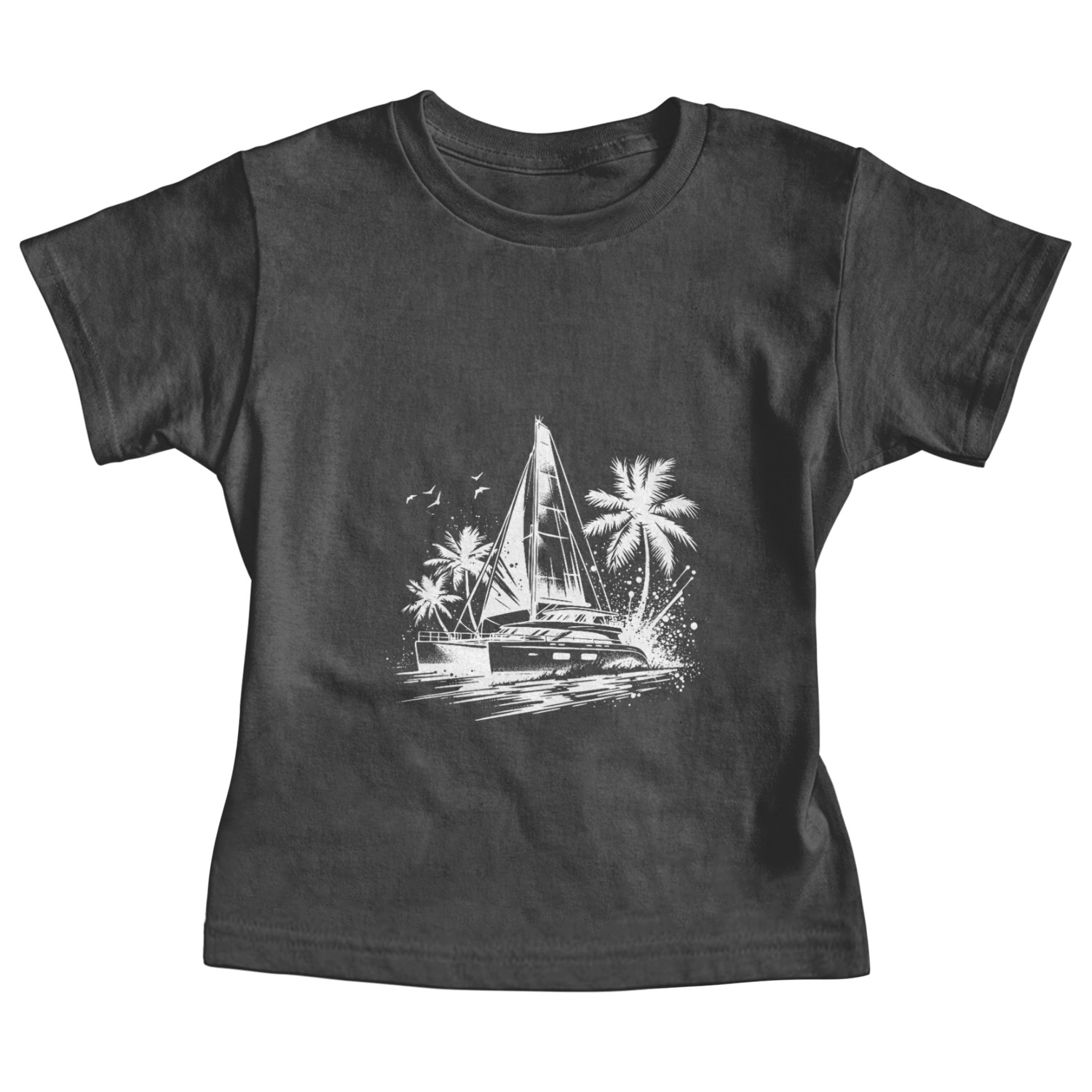 Double Hull Catamaran Sailing Boat Caribbean Palms Baby Tees