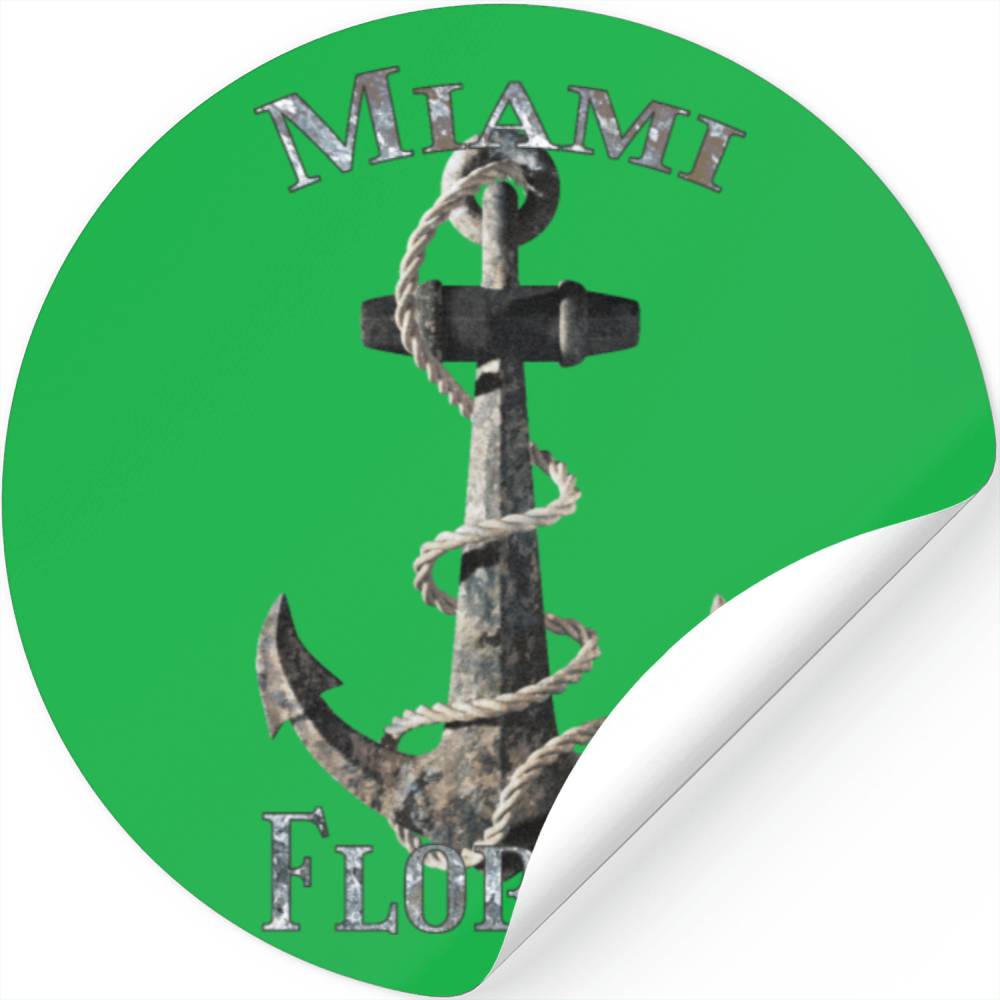 Miami Florida Nautical Anchor Sailing Stickers