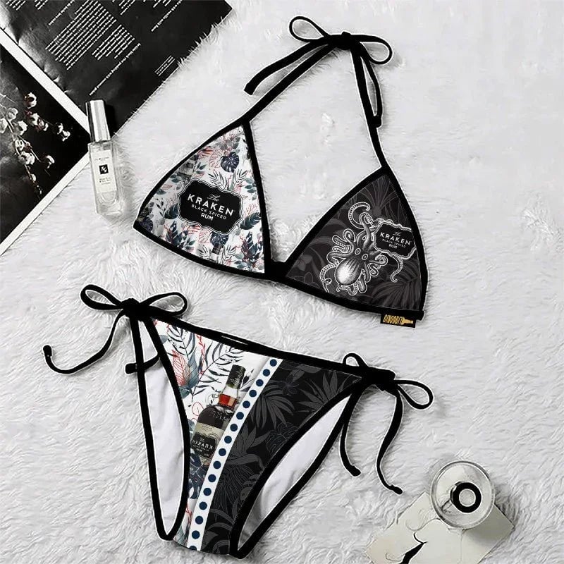 Women's Kraken Rum Print Triangle Sling Bikini Swimsuit