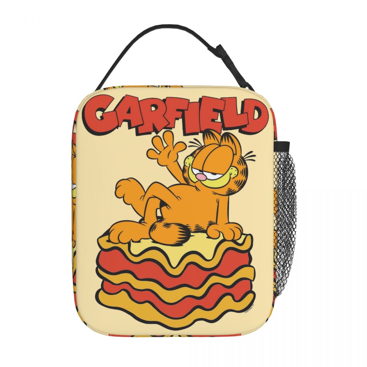 Garfield Lasagna Slice Insulated Lunch Bag, Funny Lazy Cat Food Bag, Portable Cooler Thermal Lunch Boxes For Travel