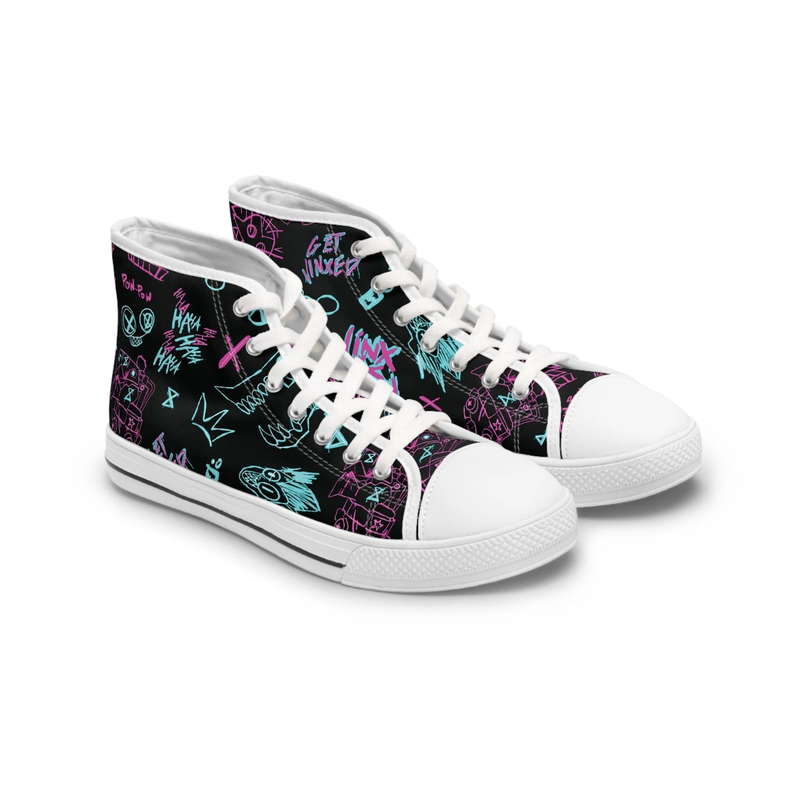 Women High Top Sneakers Shoes Jinx Powder Crazy scribble fan art made streetwear