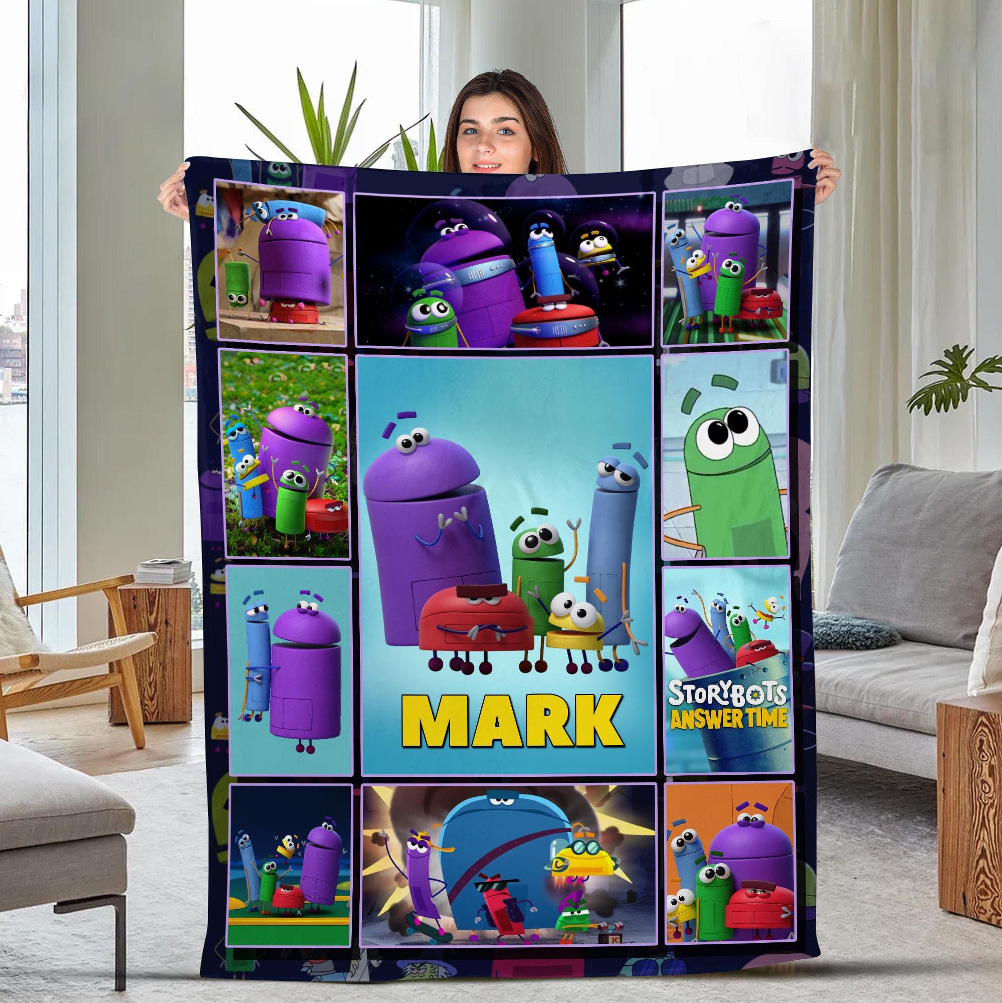 Personalized StoryBots Answer Team Blanket, StoryBots Birthday Gift, Custom StoryBots Cartoon Bedding Blanket,Cartoon Characters Gifts