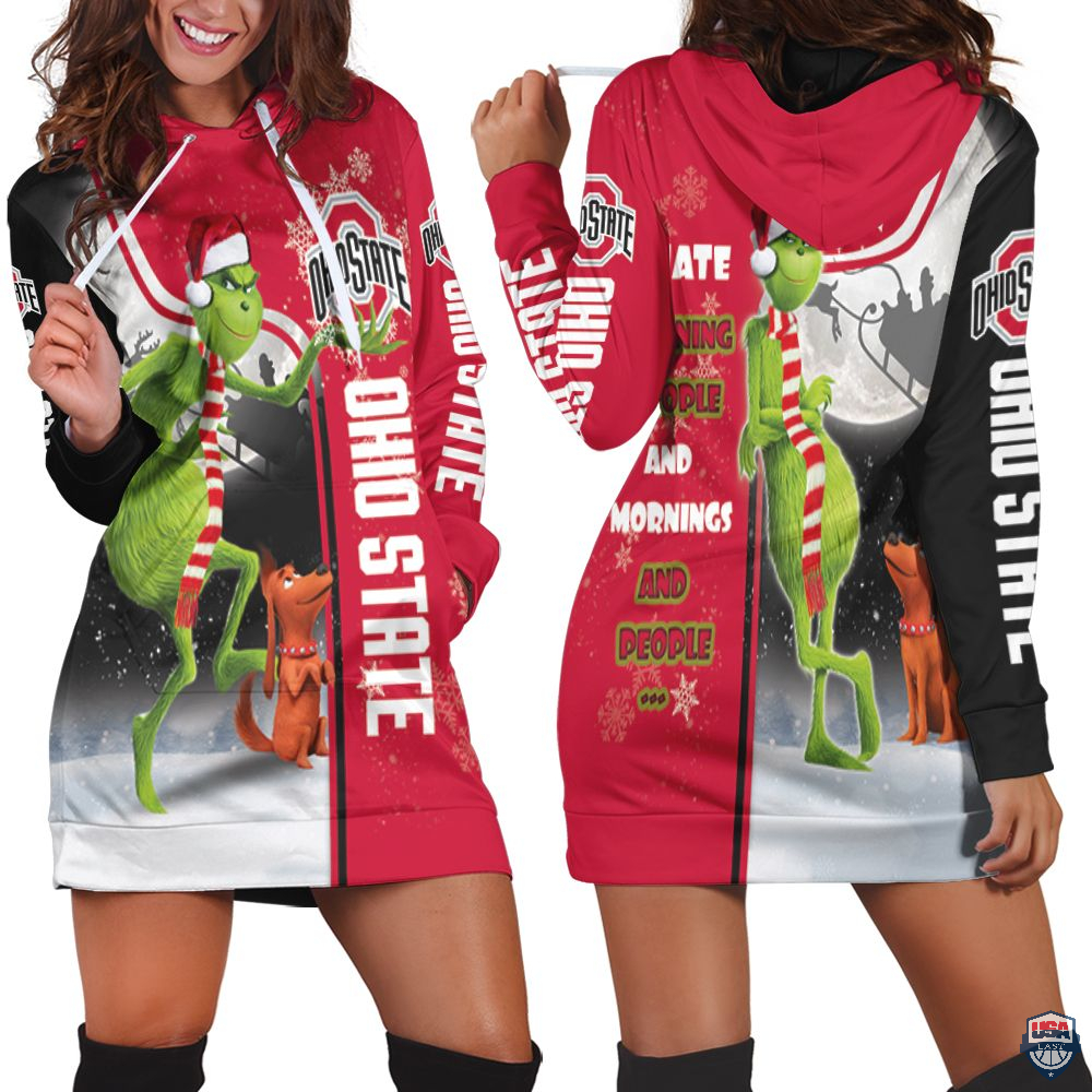 Ohio State Buckeyes Funny Character 3D Hoodie Dress, I Hate Morning People