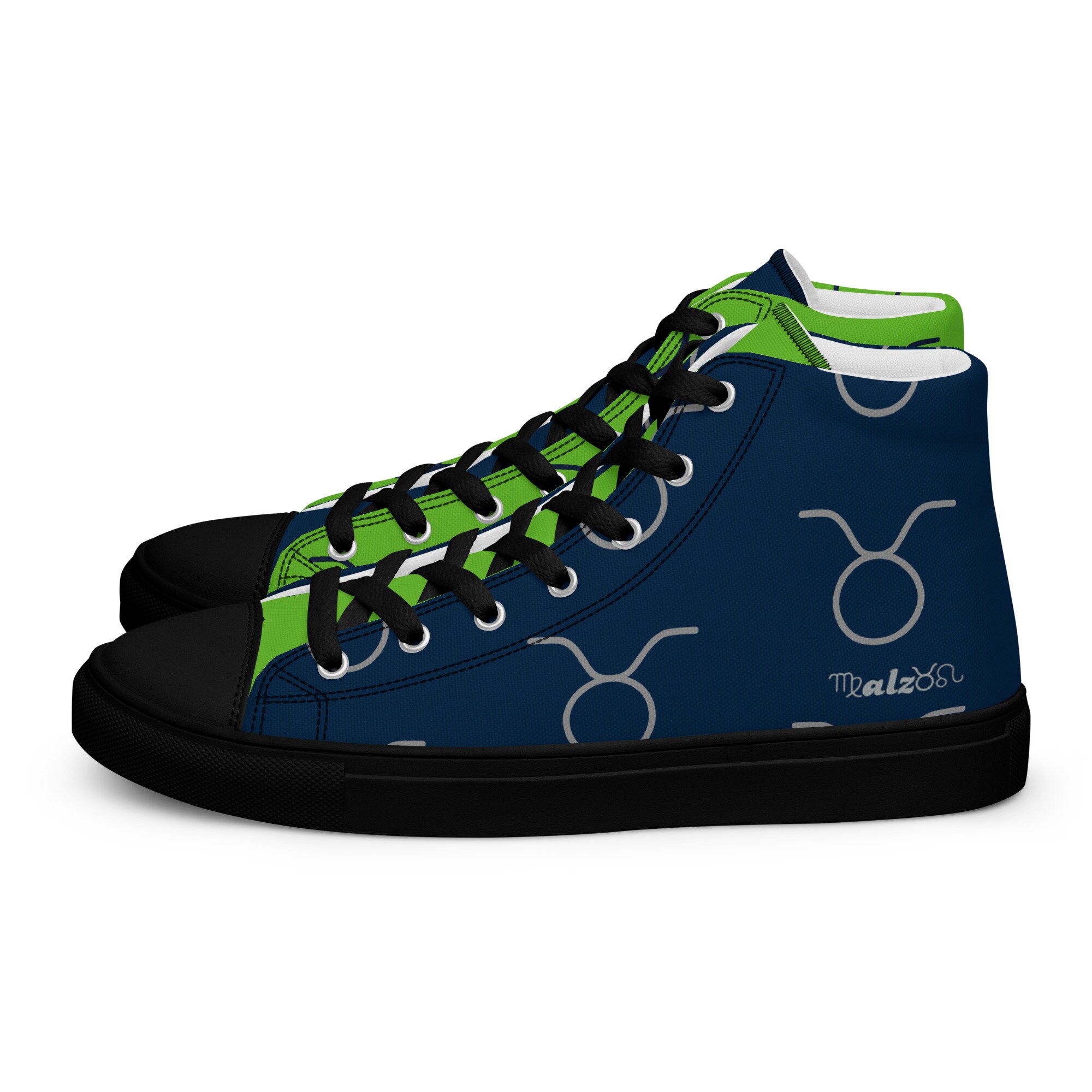 Seattle Seahawks Zodiac Sign Shoes l Adult Gym Sneakers l Astrology Hightops l Custom High Top Canvas Shoe l Pattern Gift l Football Kicks