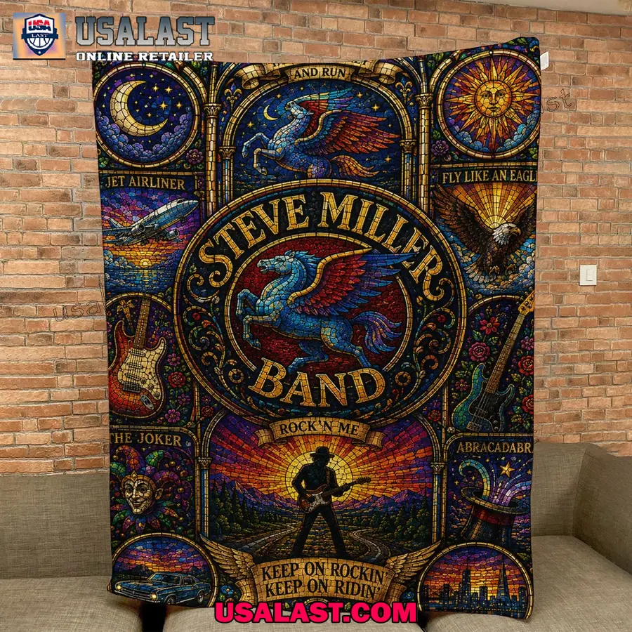 Steve Miller Band Keep On Rockin Stained Glass Quilt Blanket