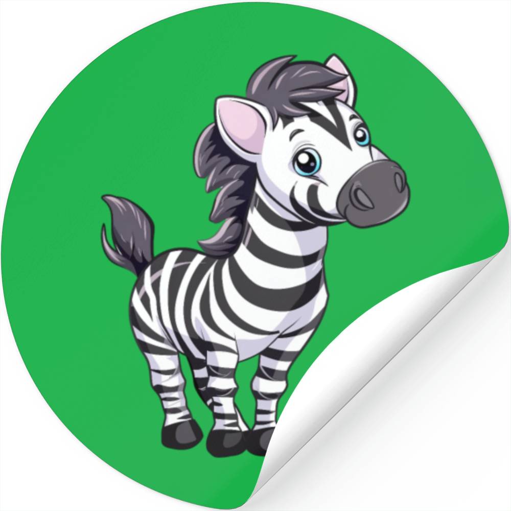 Adorable Cartoon Zebra With Big Blue Eyes Stickers