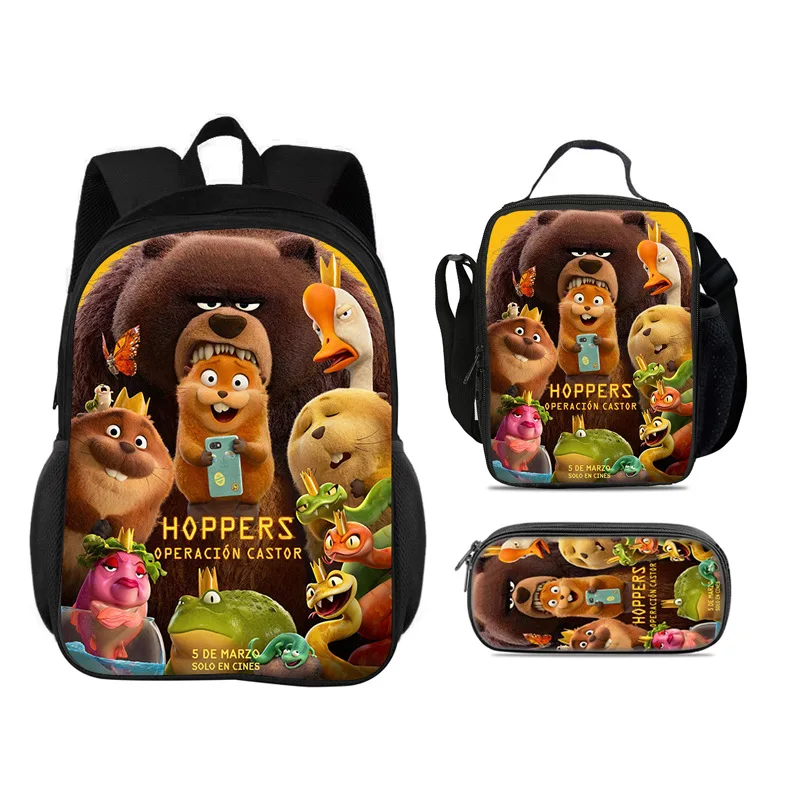 Hoppers Cartoon Movie 3Pcs Set School Backpack Student School Lunch Bag Pencil Bags Travel Backpack Children Birthday Gift