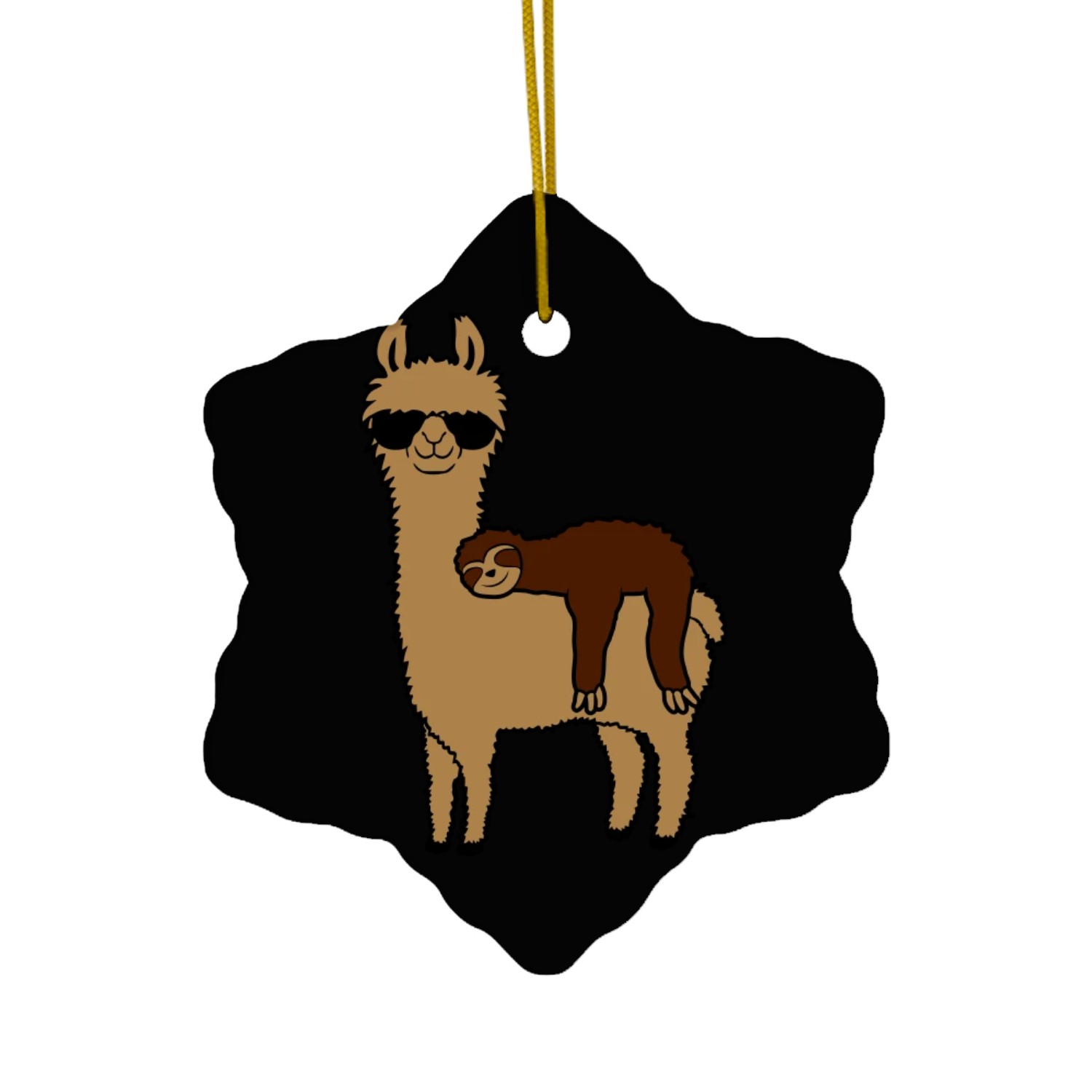 sloth llama friends sleep Ceramic Ornaments