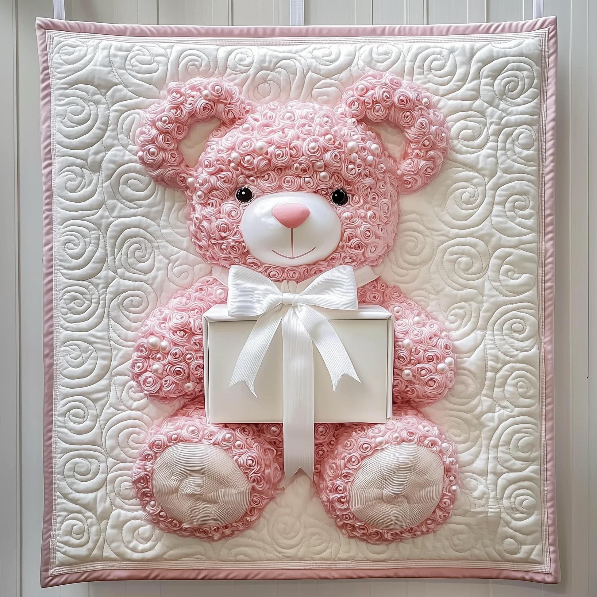 Teddy Bear Quilt Blanket for Nursery, Baby Shower Gift, Cute Baby, Baby Room Decor