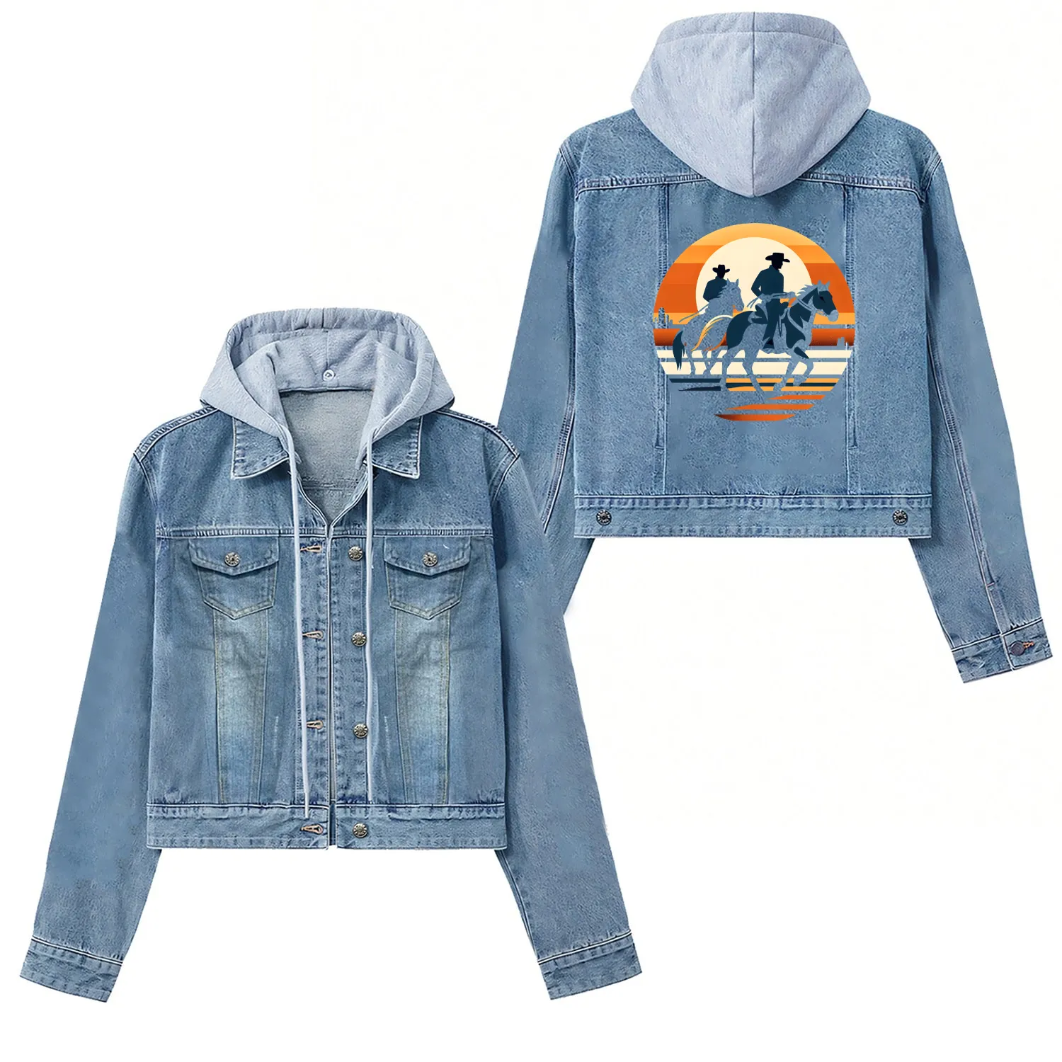 Western Cowboys Silhouette Women's Denim Jackets