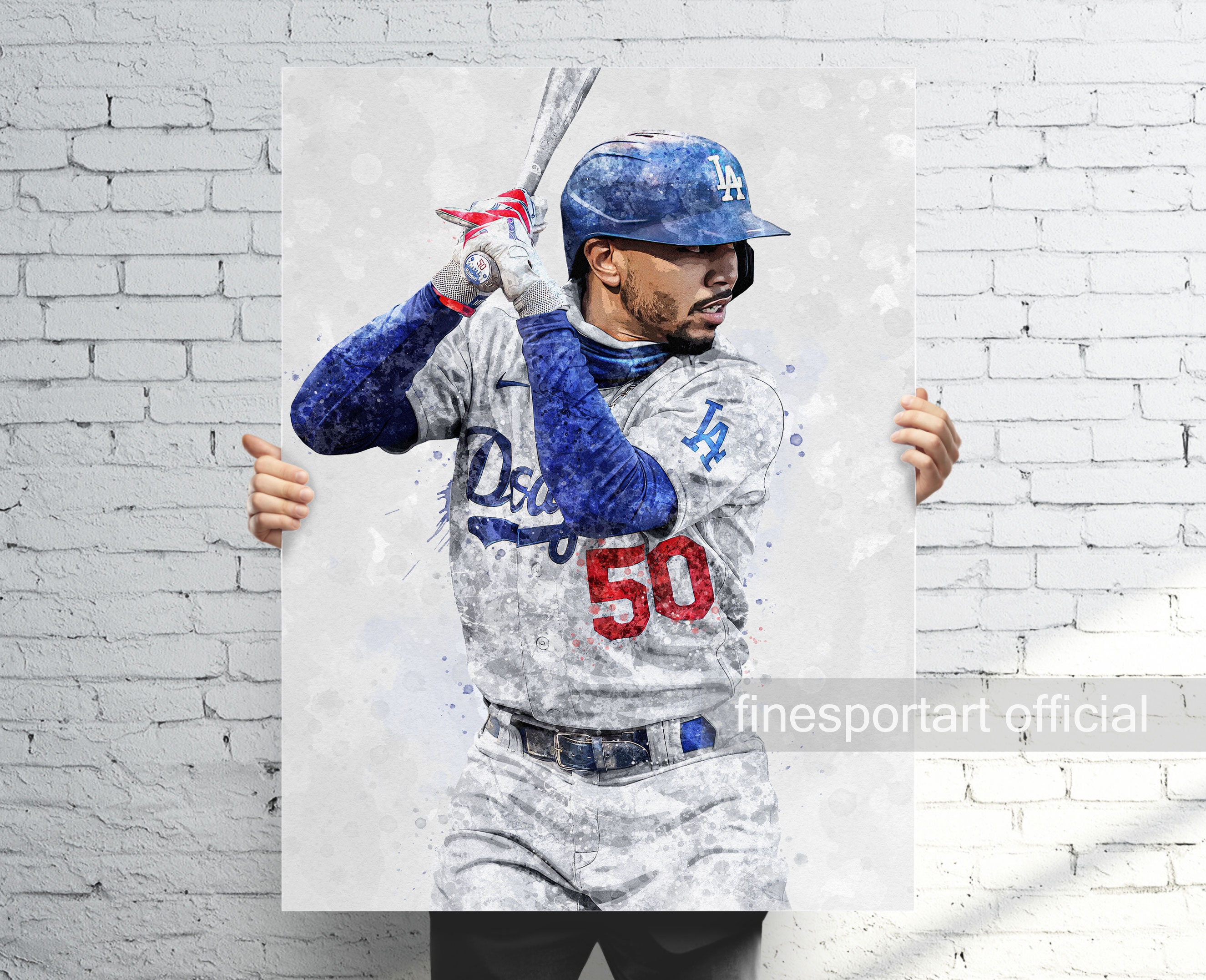Mookie Betts Los Angeles Poster, Canvas, Baseball print, Sports wall art, Man Cave, Gift, Kids Room Decor