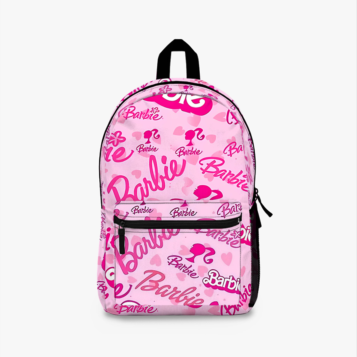 Poster All Barbie Logo Collage With Pink Hearts Pattern - Pink Backpack