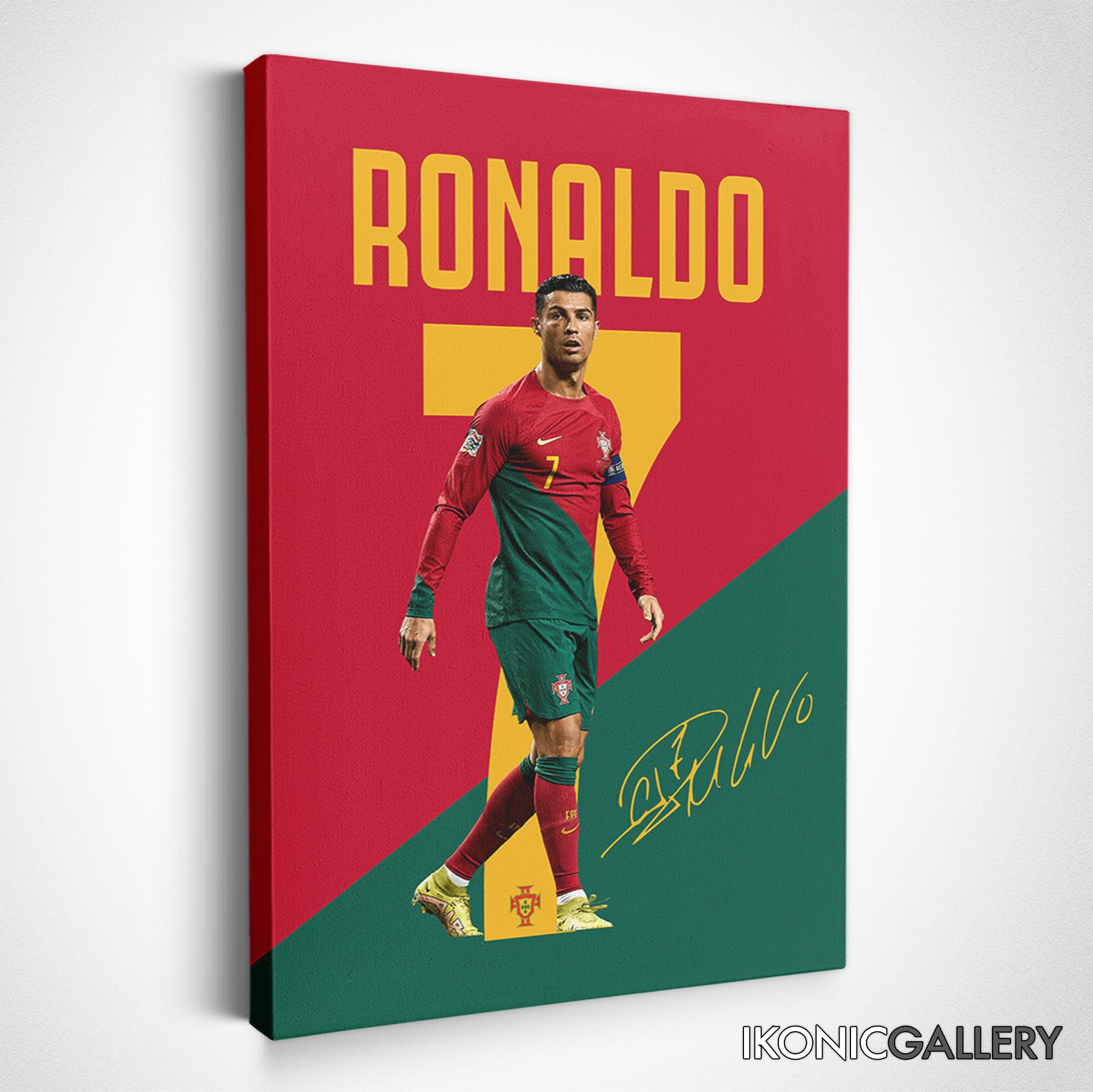 Cristiano Ronaldo 7 Canvas Art, Motivational Soccer Star Poster, Football Room Decor
