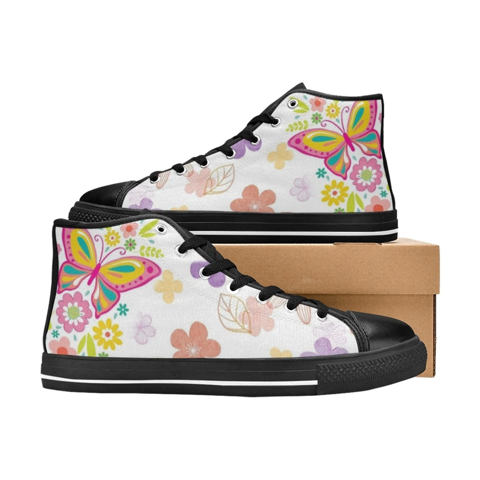 Flower High Top Shoes Sneakers, Birthday Gift for Him Her