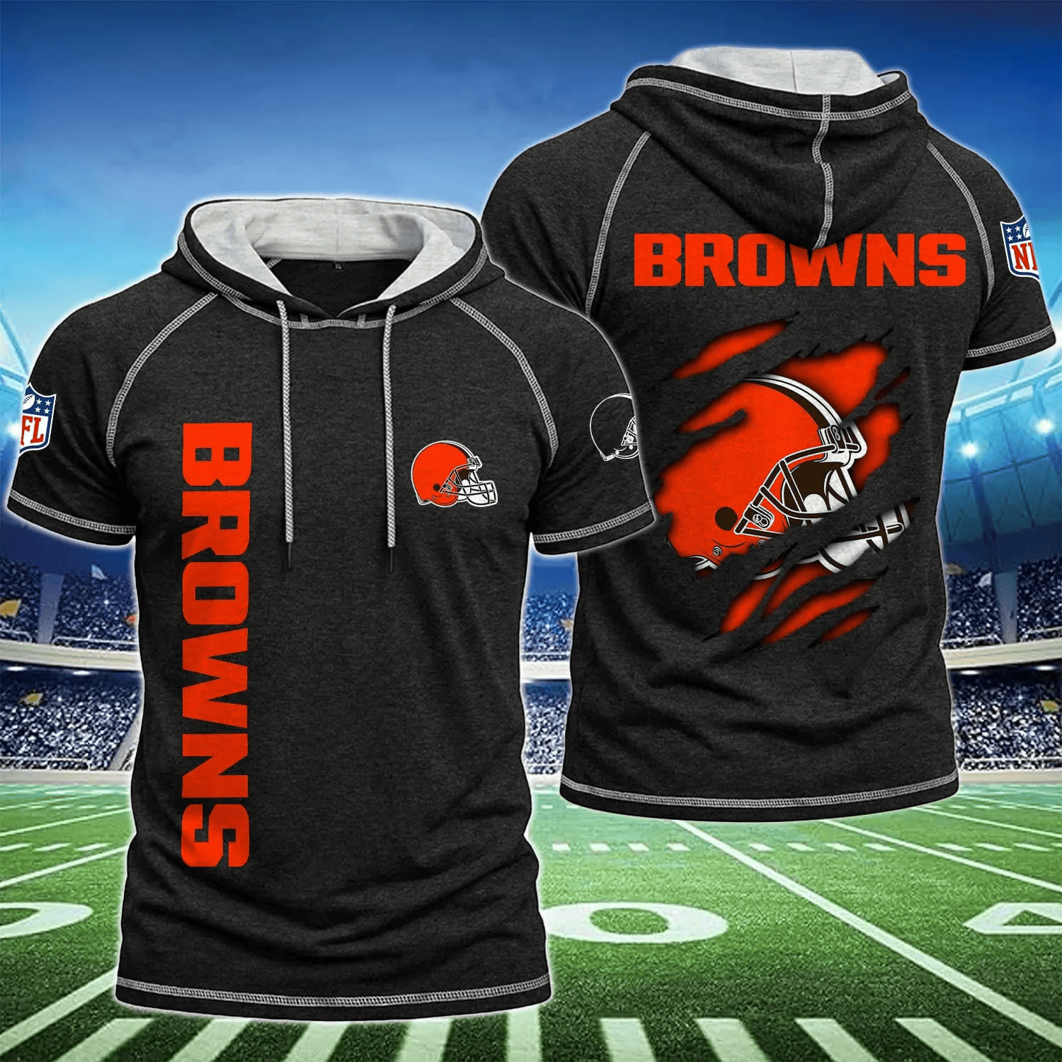 Cleveland Browns Men's Hooded Short-Sleeve T-Shirt