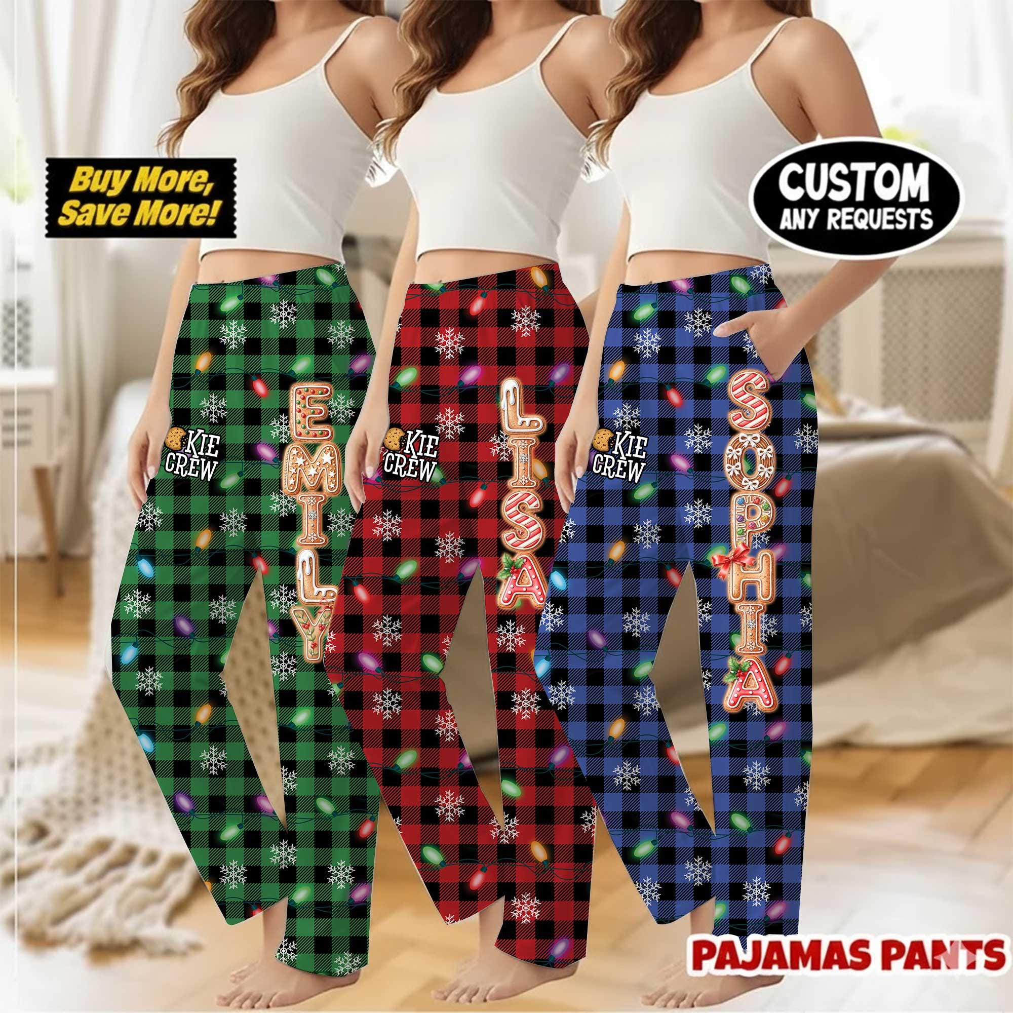 Family Personalized Christmas Pants, Custom Name Gingerbread Pajamas Pant, Xmas Sweatpants, Christmas Gift For Family Kid Matching Outfit