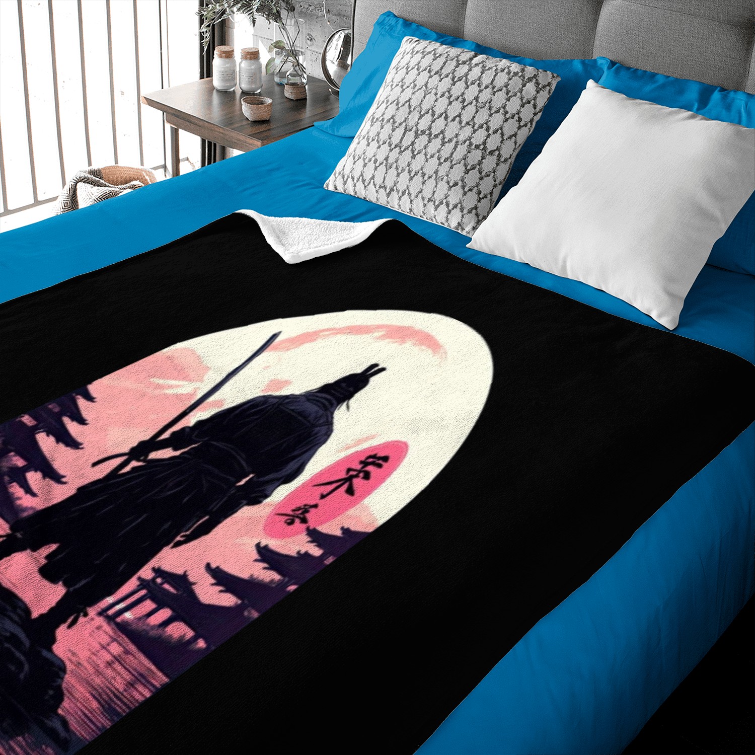 Bushido Code Anime Samurai Japanese Landscape Kanj Baby Blankets