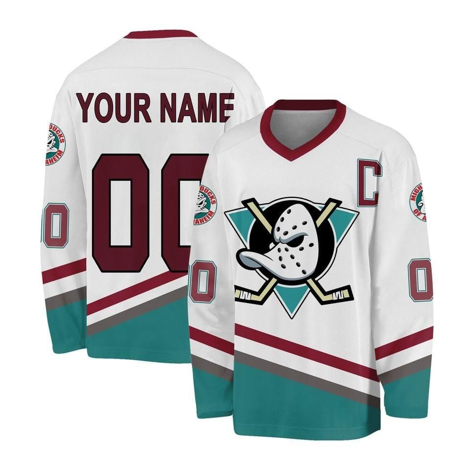 Custom D2 Mighty Ducks Movie White Ice Hockey Jersey