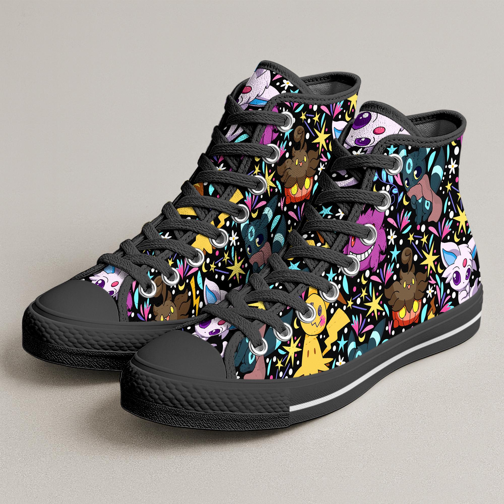 Gengar Mimikyu High Top Shoes, Kawaii Anime Shoes, Gengar Shoes Gifts