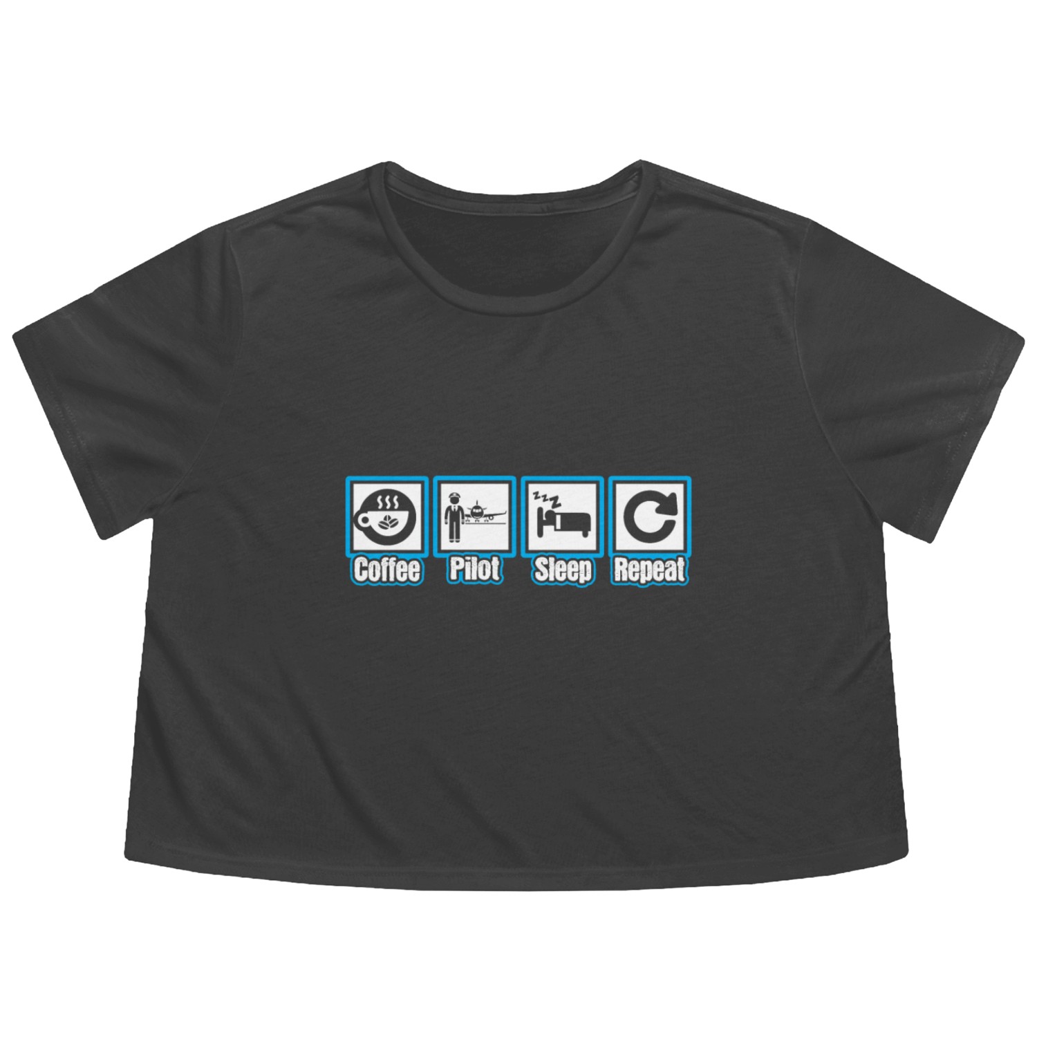 Coffee Pilot Sleep Repeat Flowy Cropped Tees