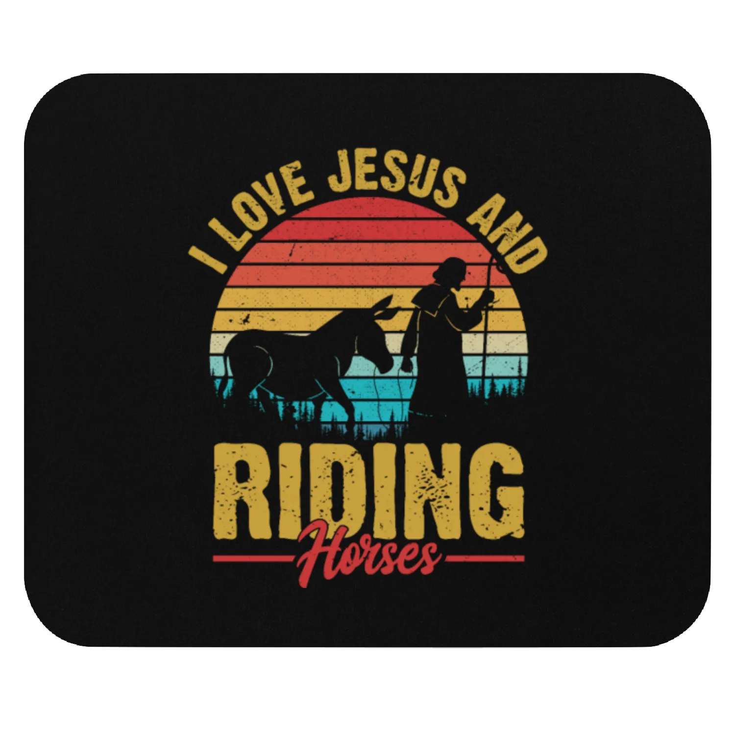 I Love Jesus And Riding Horses Riding Woman Horseb Mouse Pads