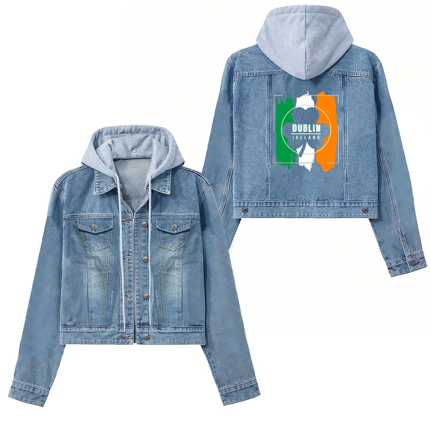 Dublin Ireland Irish Flag St. Patrick's Day Women's Denim Jackets