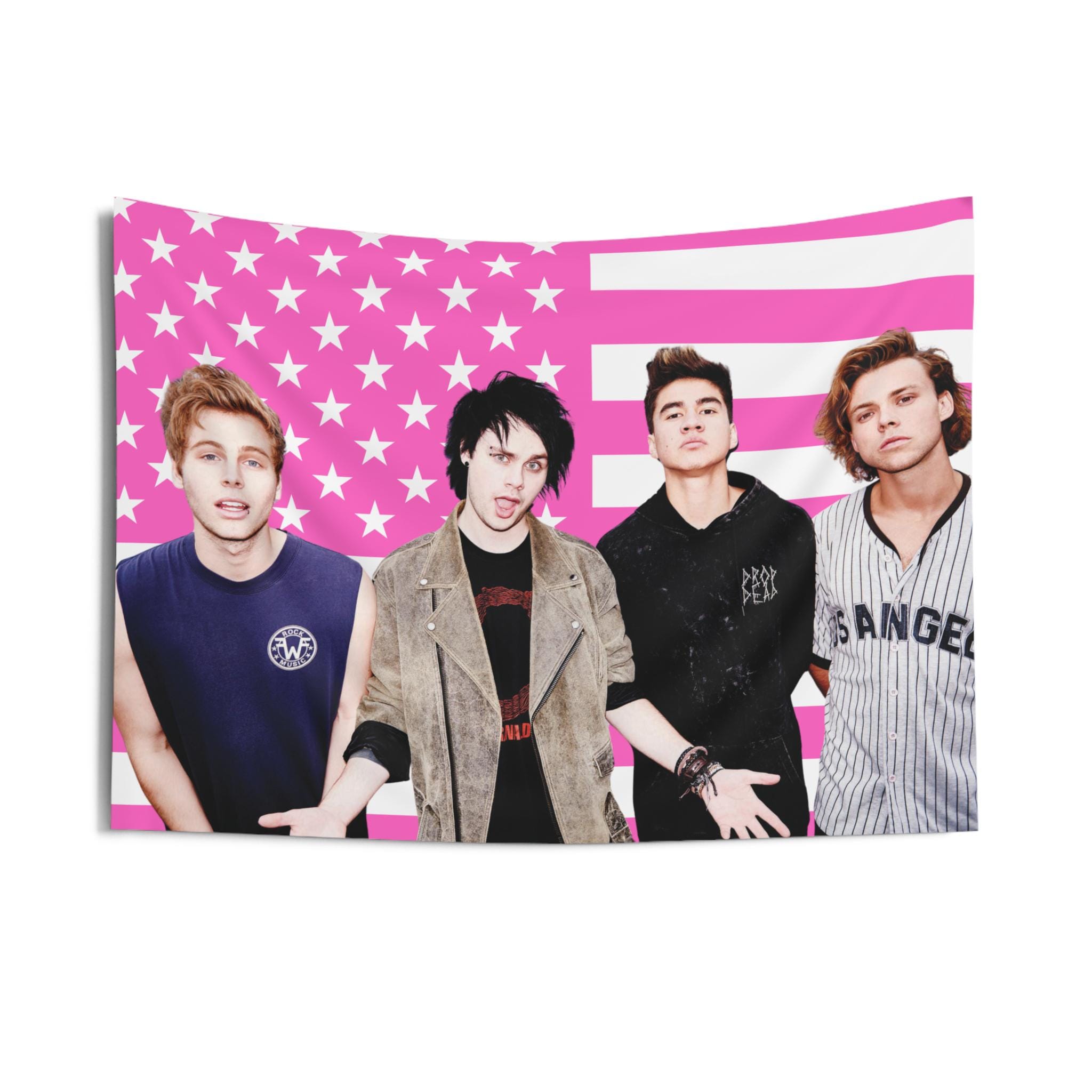 5SOS Pink American Flag Wall Tapestry Band Flag Decor for Home & Living