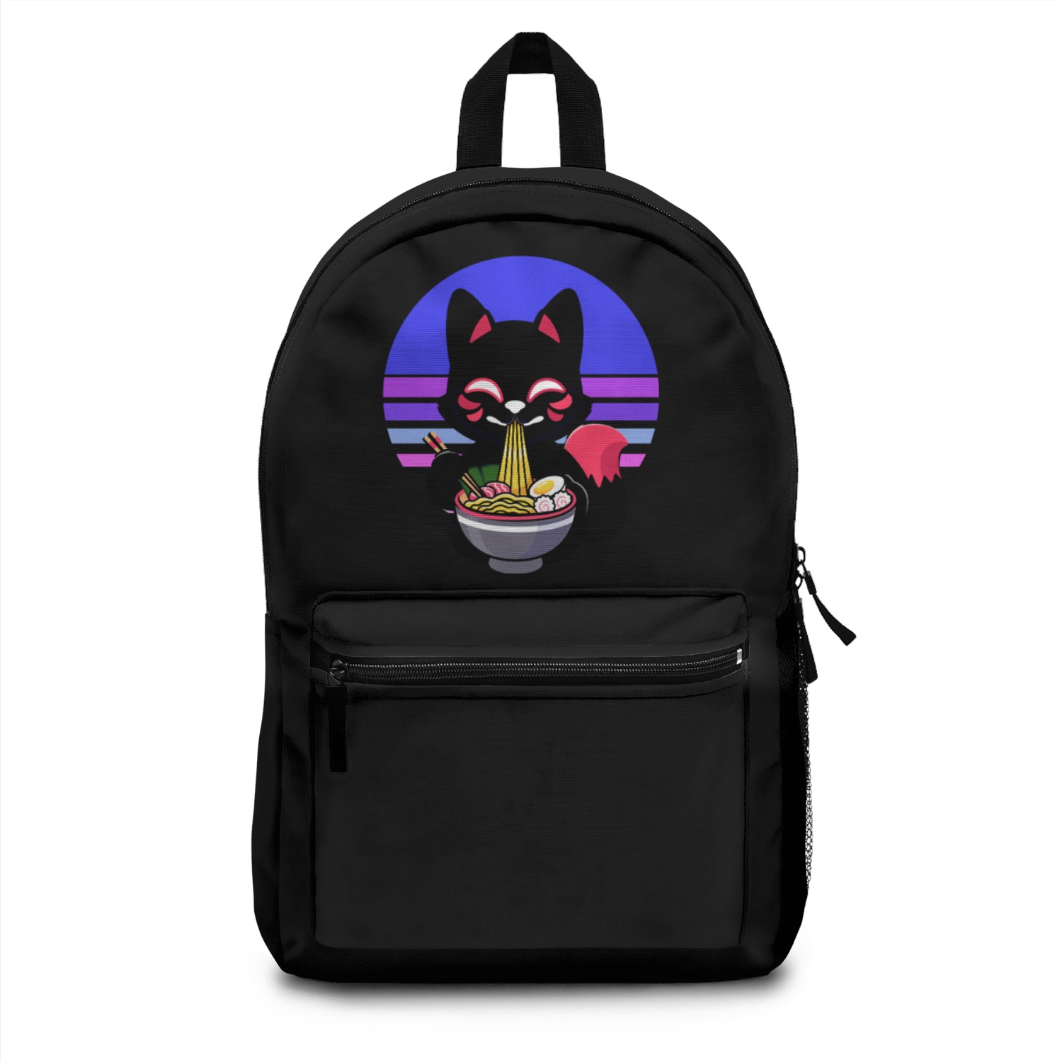 Cat Eating Ramen Noodles Kawaii Anime Japanese Backpacks