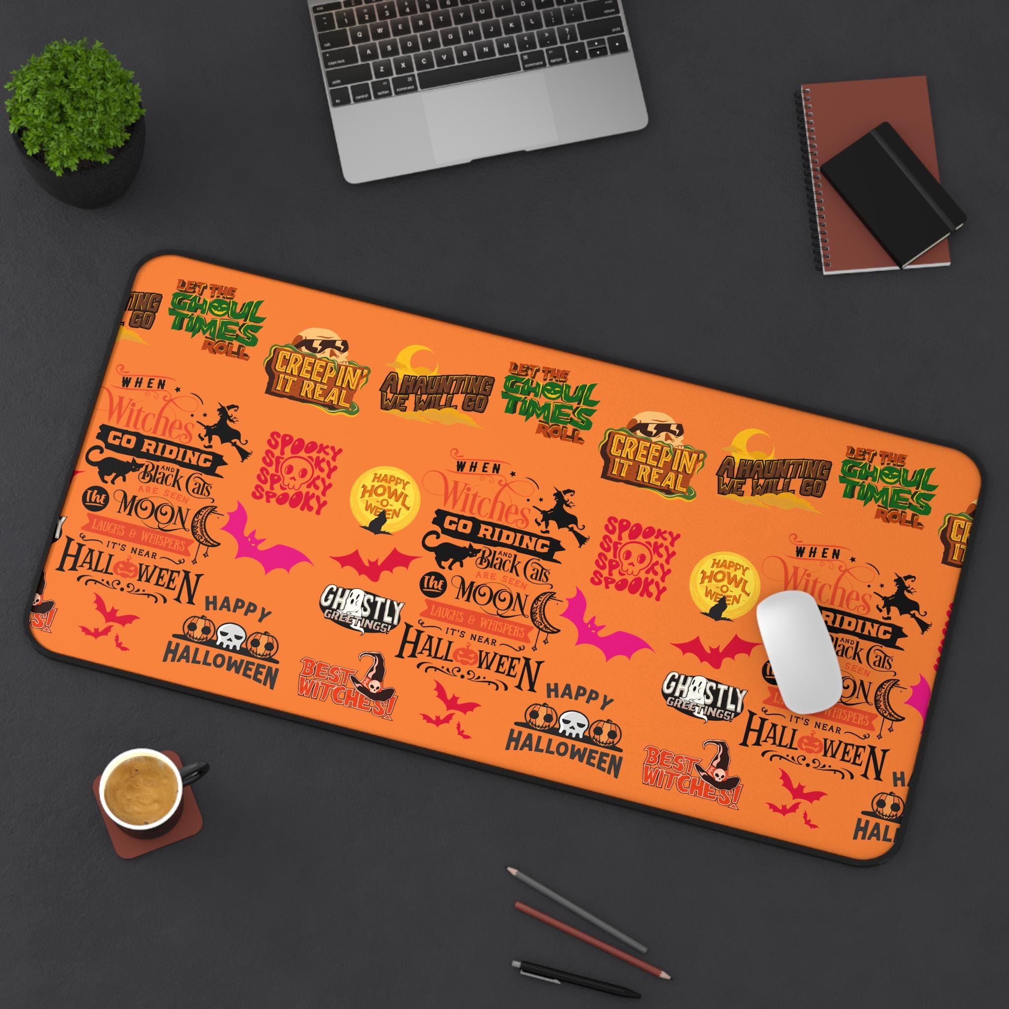 Halloween Desk Mat with Spooky Designs, Perfect Trick or Treat Home Office, Gamer Setup, Seasonal Decoration, Gift for Halloween Enthusiasts