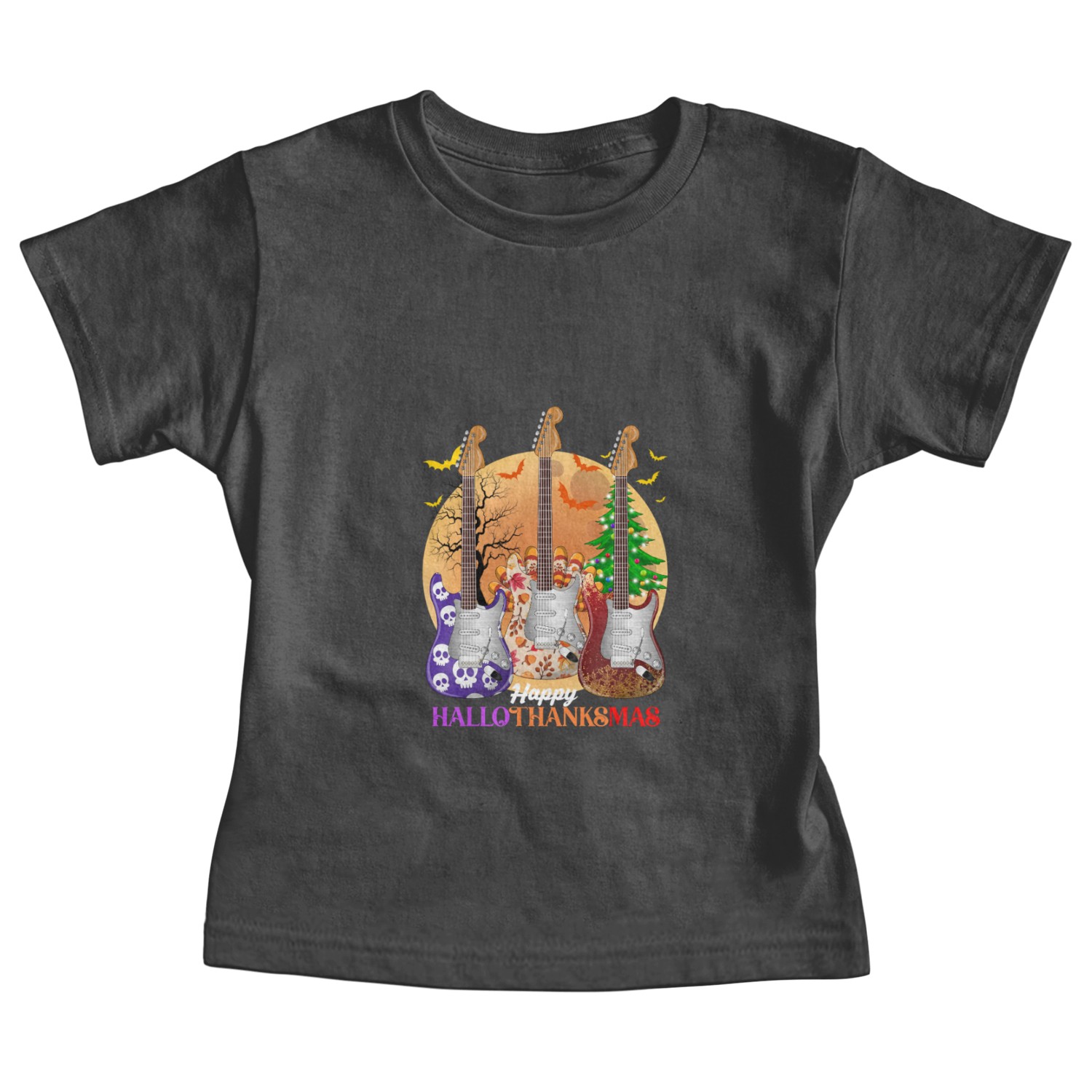 Happy HalloThanksMas Guitar Baby Tees