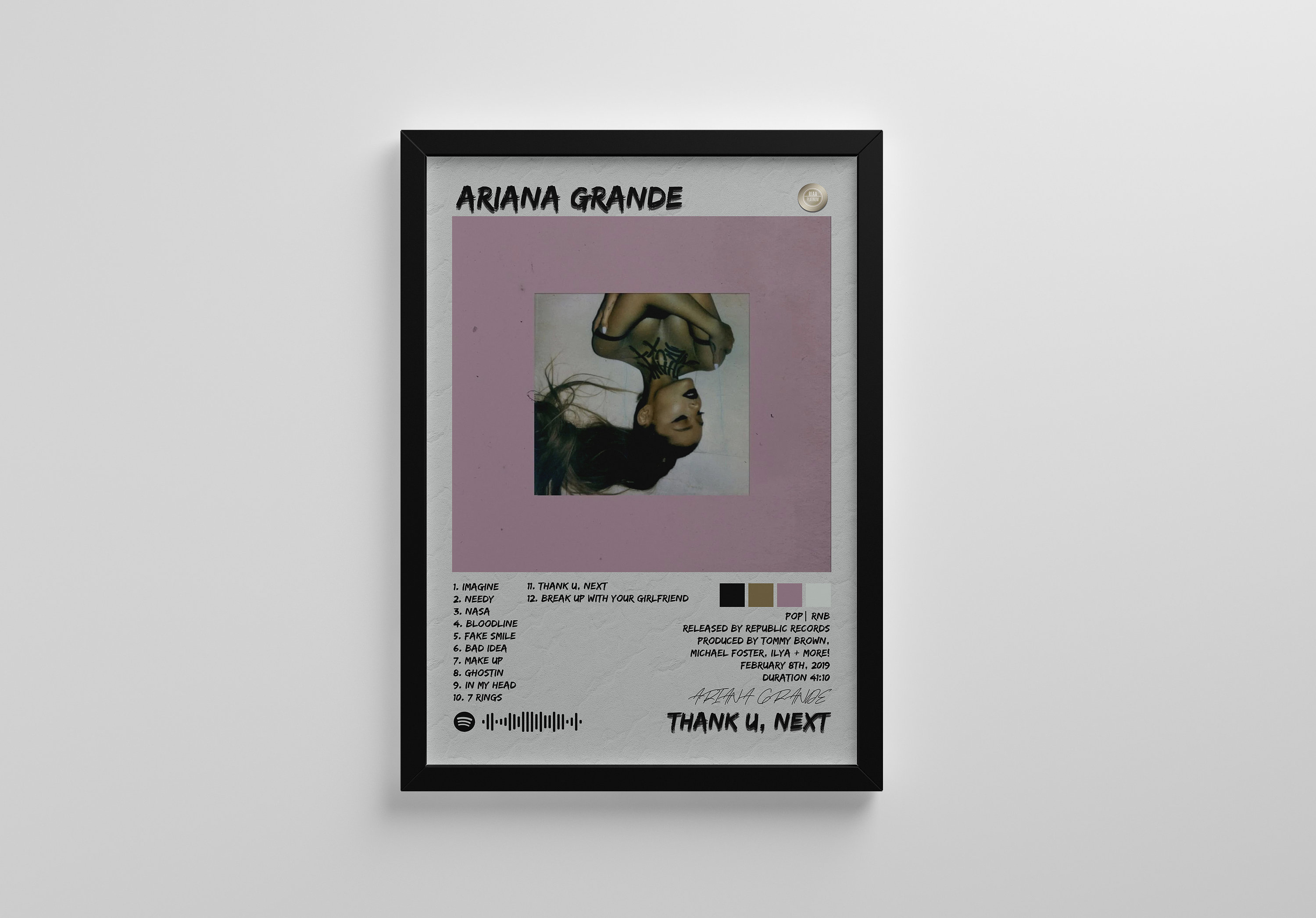 Ariana | thank you, next, Arianna Grande Posters, Album Cover Poster, Album Cover Wall Art