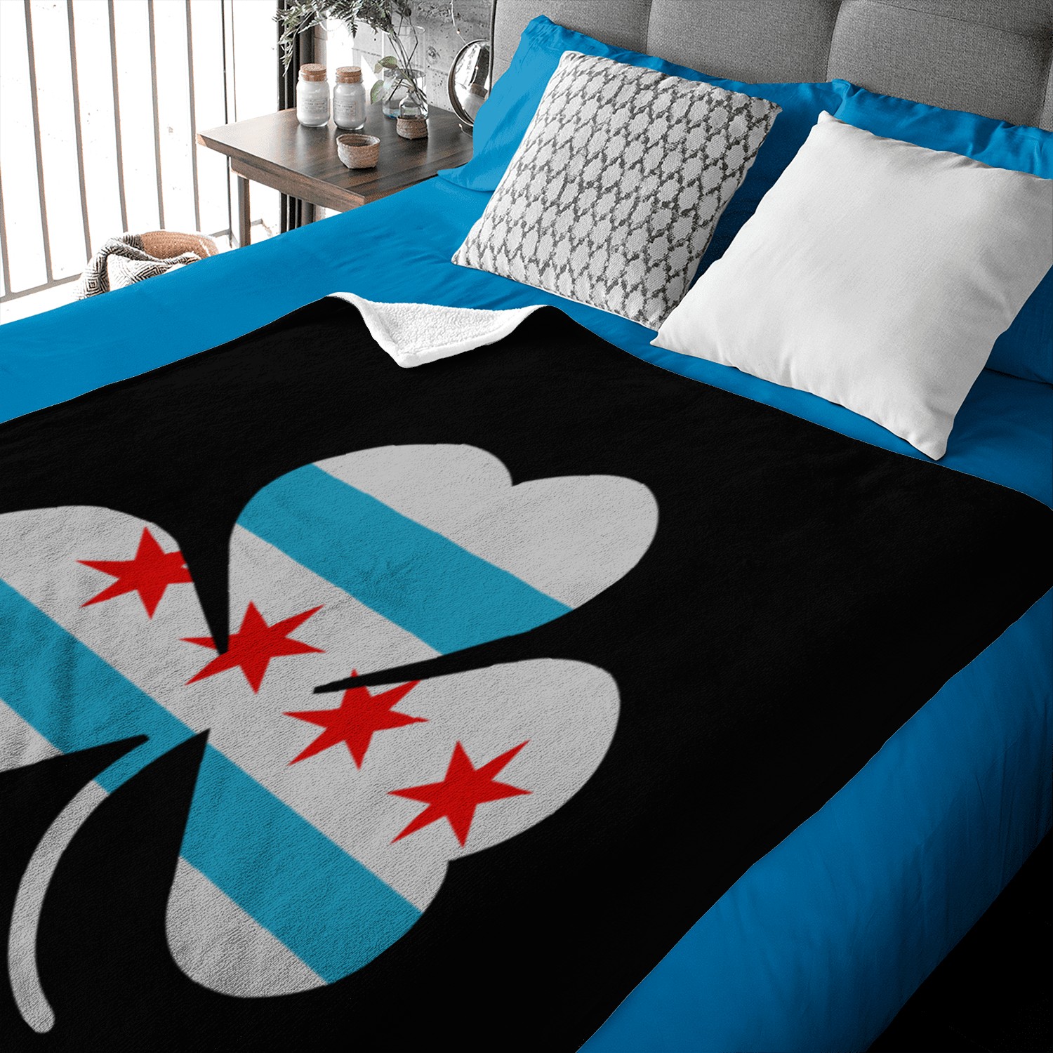 Irish Chicago Flag Shamrock Baby Blankets