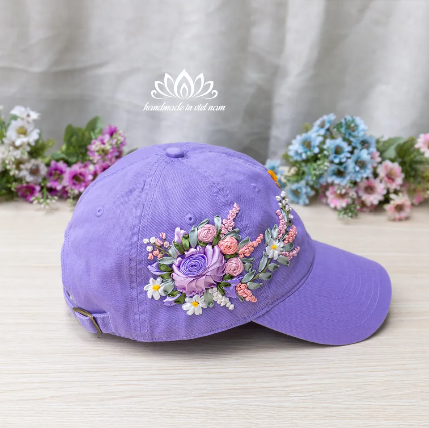 AOP baseball cap women, ribbon AOP art