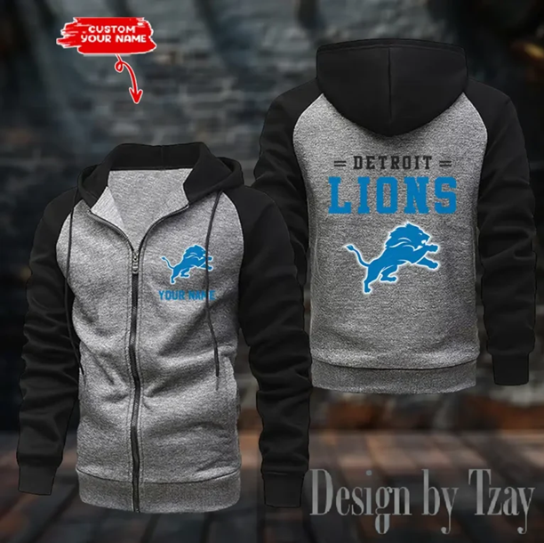 Detroit Lions Raglan Zip Hoodie, Football Lover Gift, Game Day