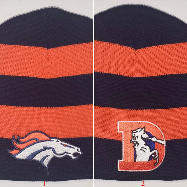 Denver Football Broncos Beanie Knit Hat VINTAGE football PATCH/LOGO