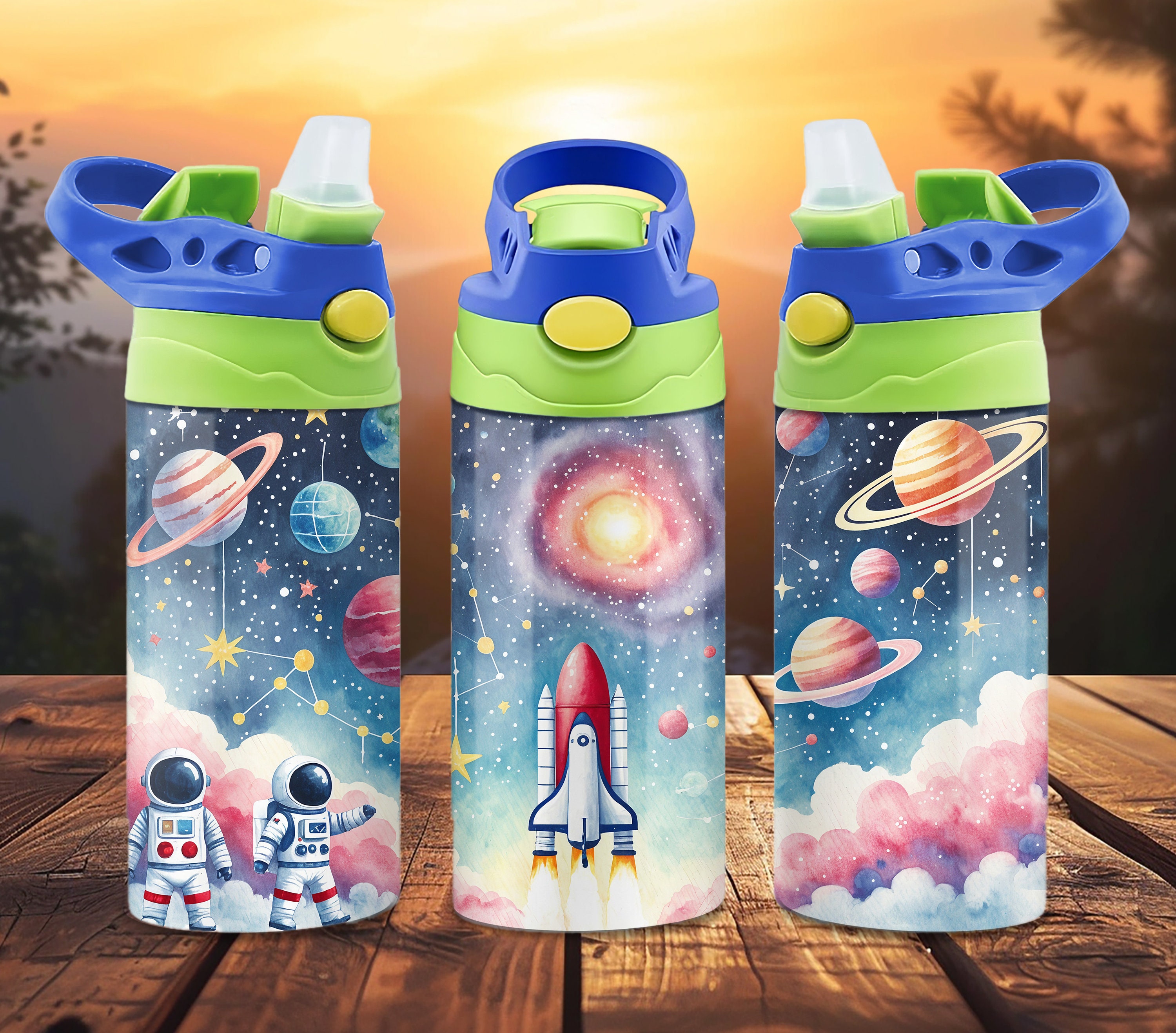Space Kids 12 oz Tumbler Wrap, Straight Tumbler, Kids Flip Top, Sippy Cup