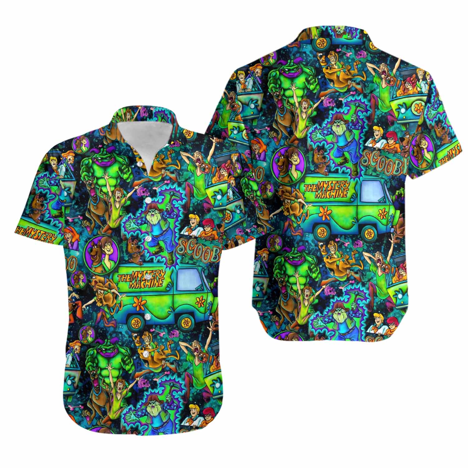 Monsters Mayhem and The Mystery Machine Scooby Doo Hawaiian Shirt