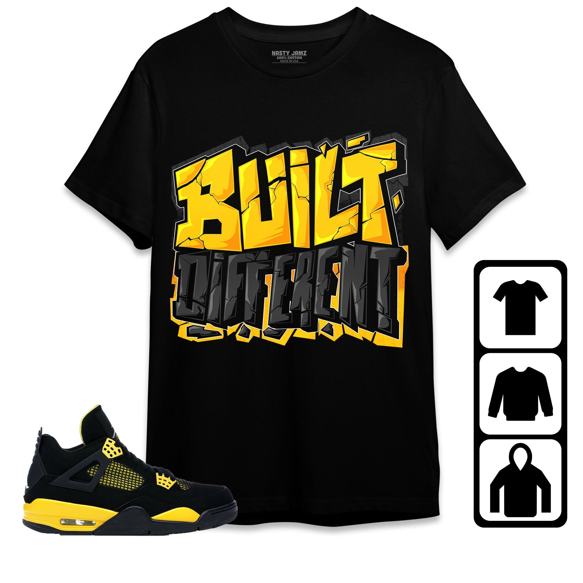 Jordan 4 Thunder Unisex Shirt, Kid, Toddles Built Different, Shirt To Match Sneaker