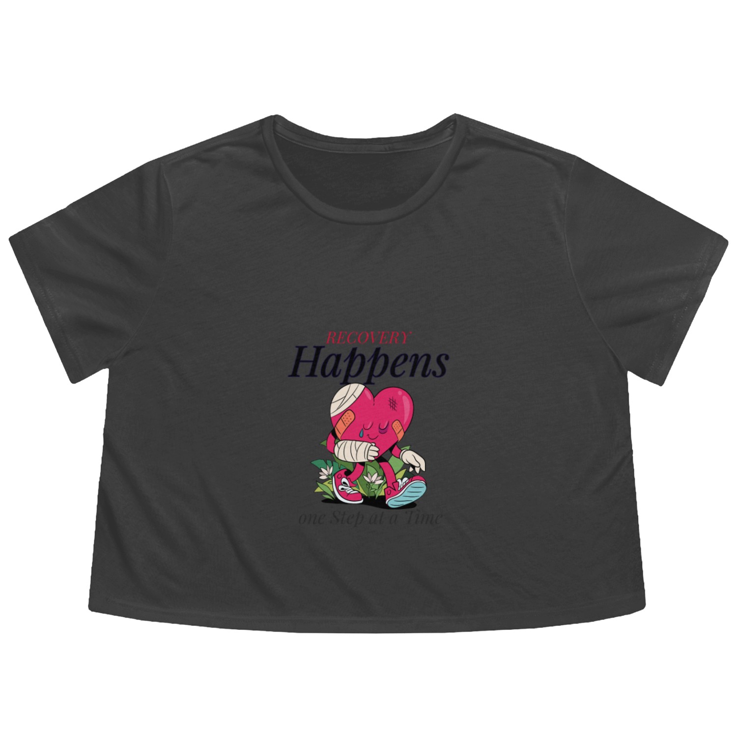 Recovery Happen's One Step at a Time Flowy Cropped Tees
