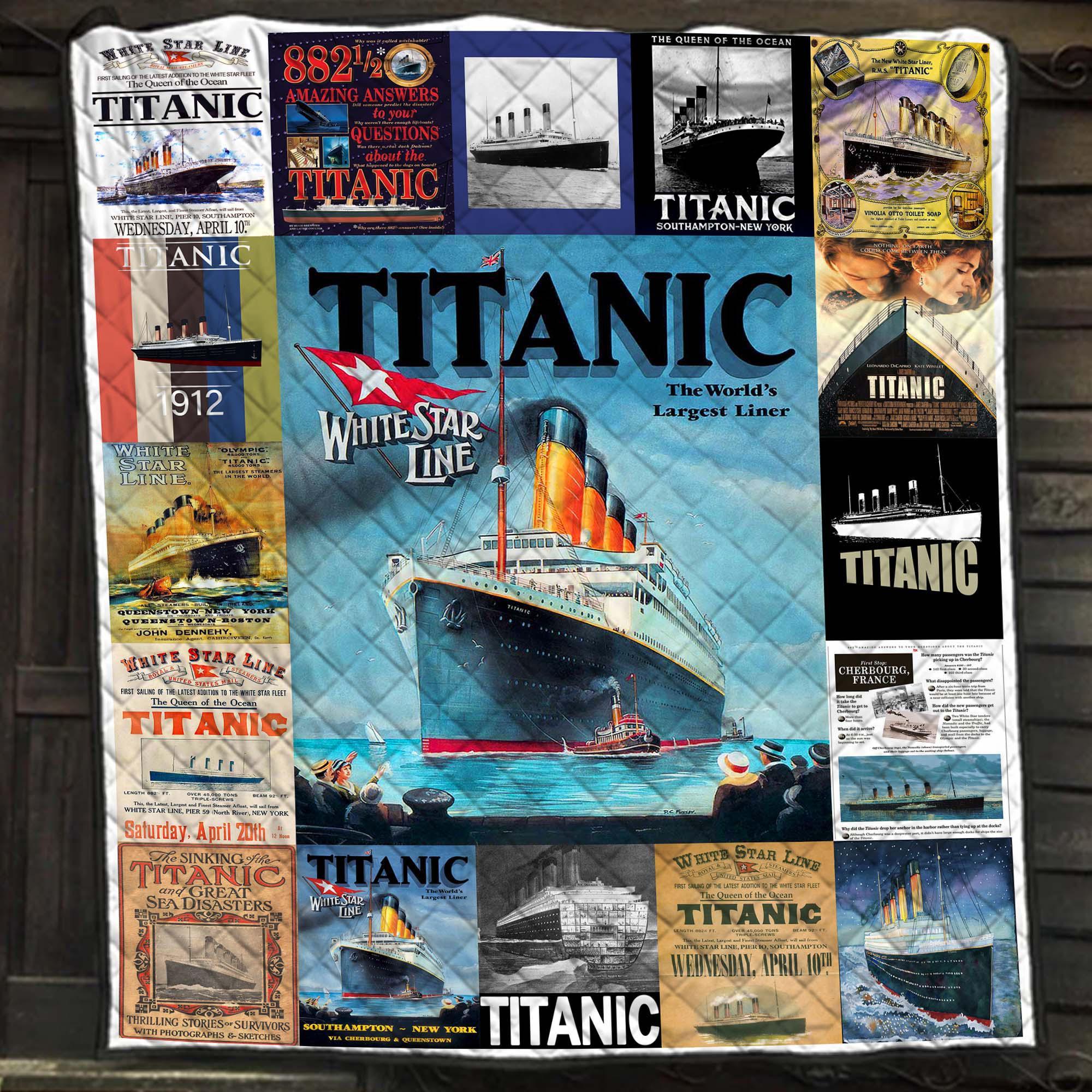 Titanic Collage Quilt Blanket, Star Line History Quilt