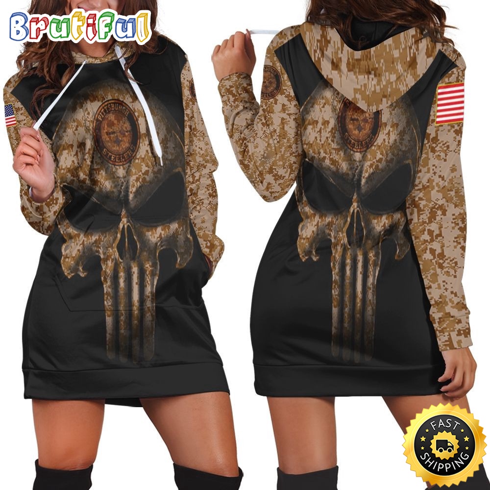 football Pittsburgh Steeler Hoodie Dress American Flag Camouflage Skull
