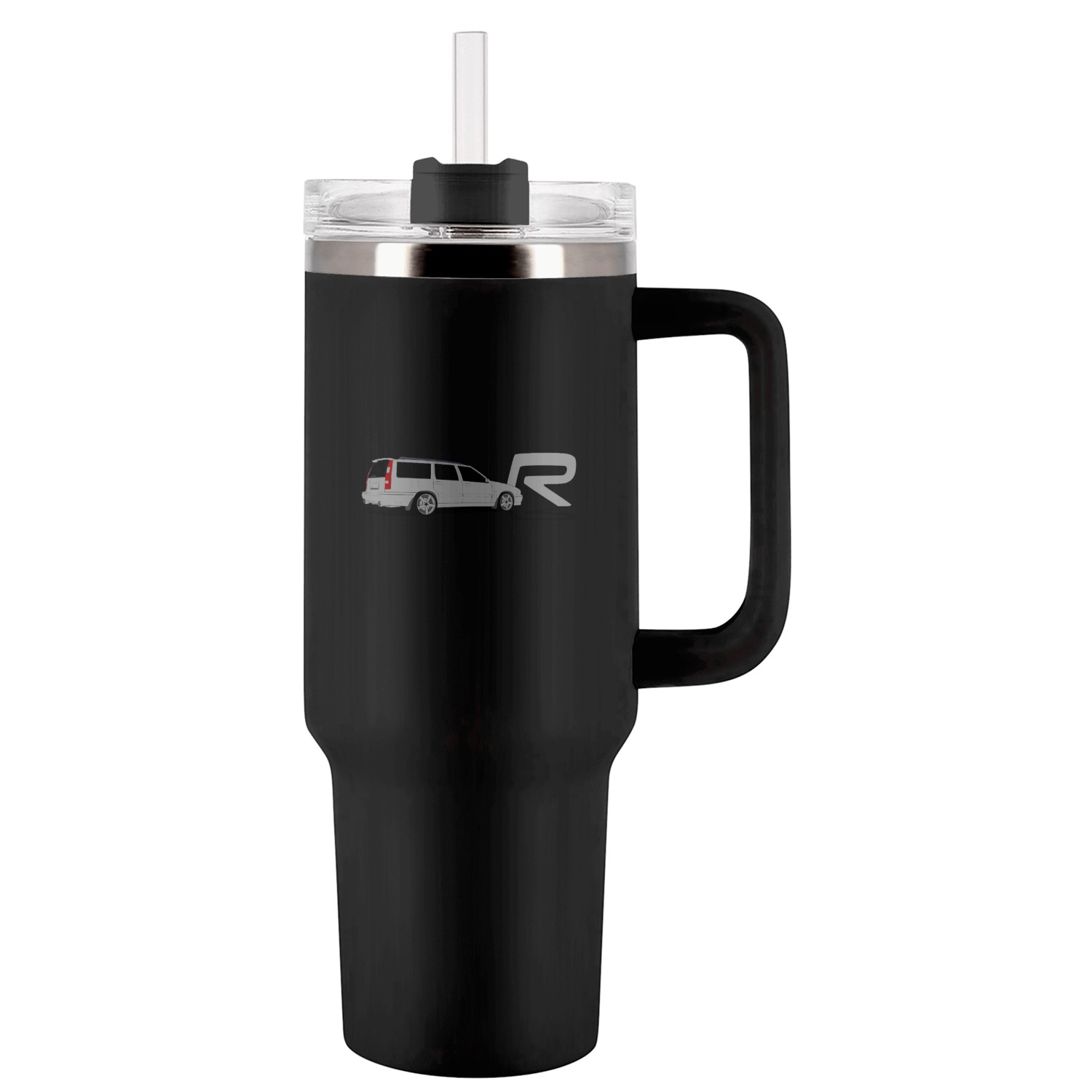 Volvoo V70R Turbo Brick Car Grey Tumblers 40 Oz With Handle