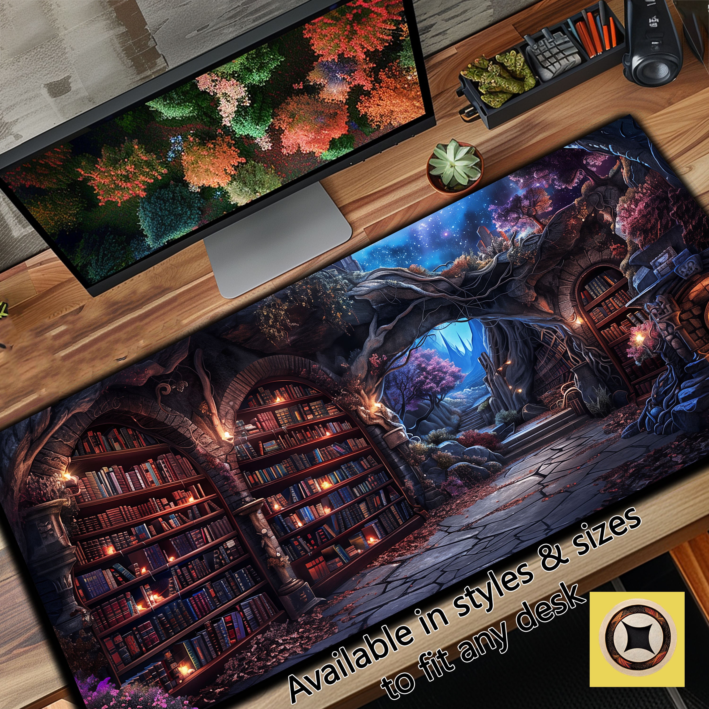 Enchanted Mystic Archive Library Desk Mat Witchy Mousepad