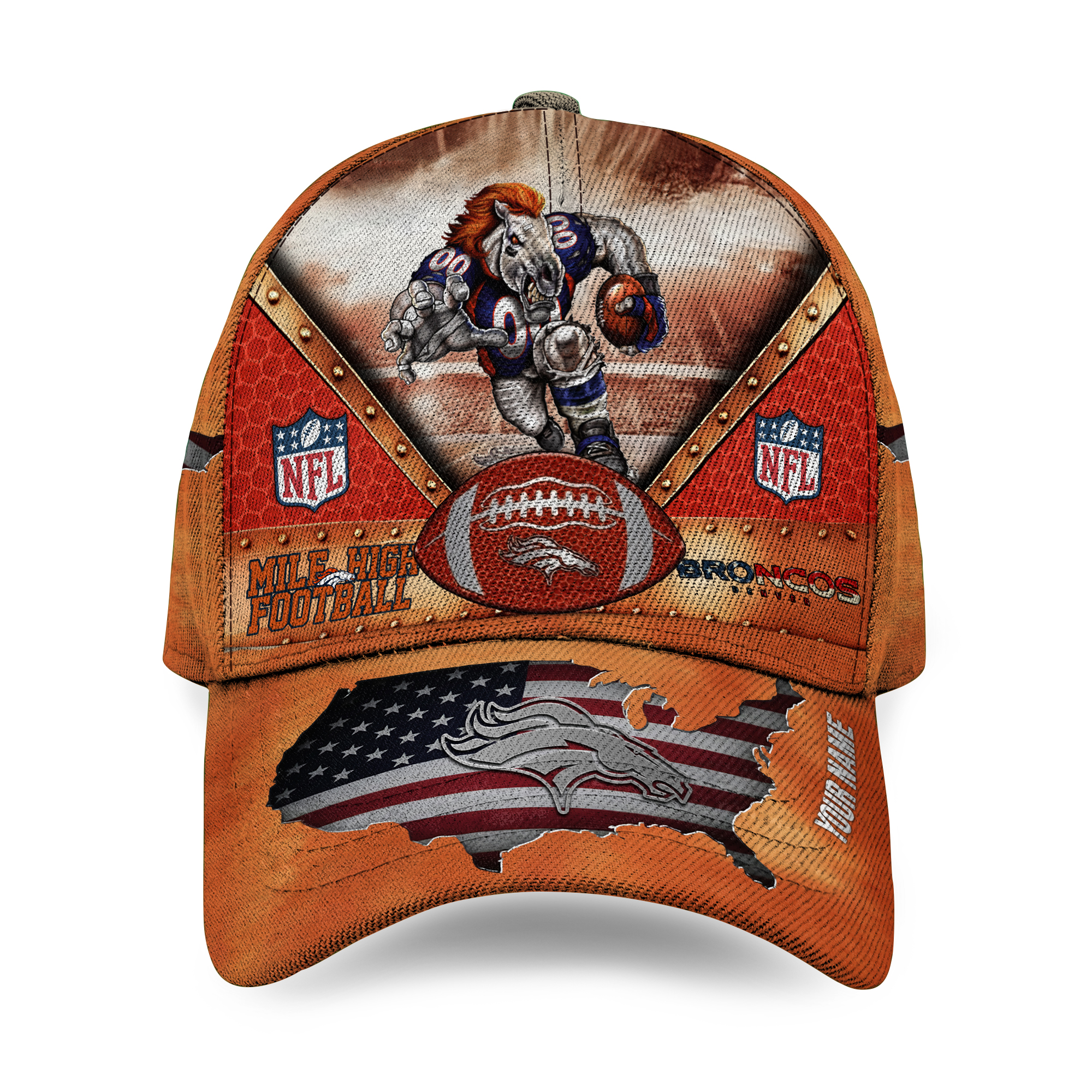 Custom Denvers Team Broncos National Team Baseball Cap, Football Custom Cap