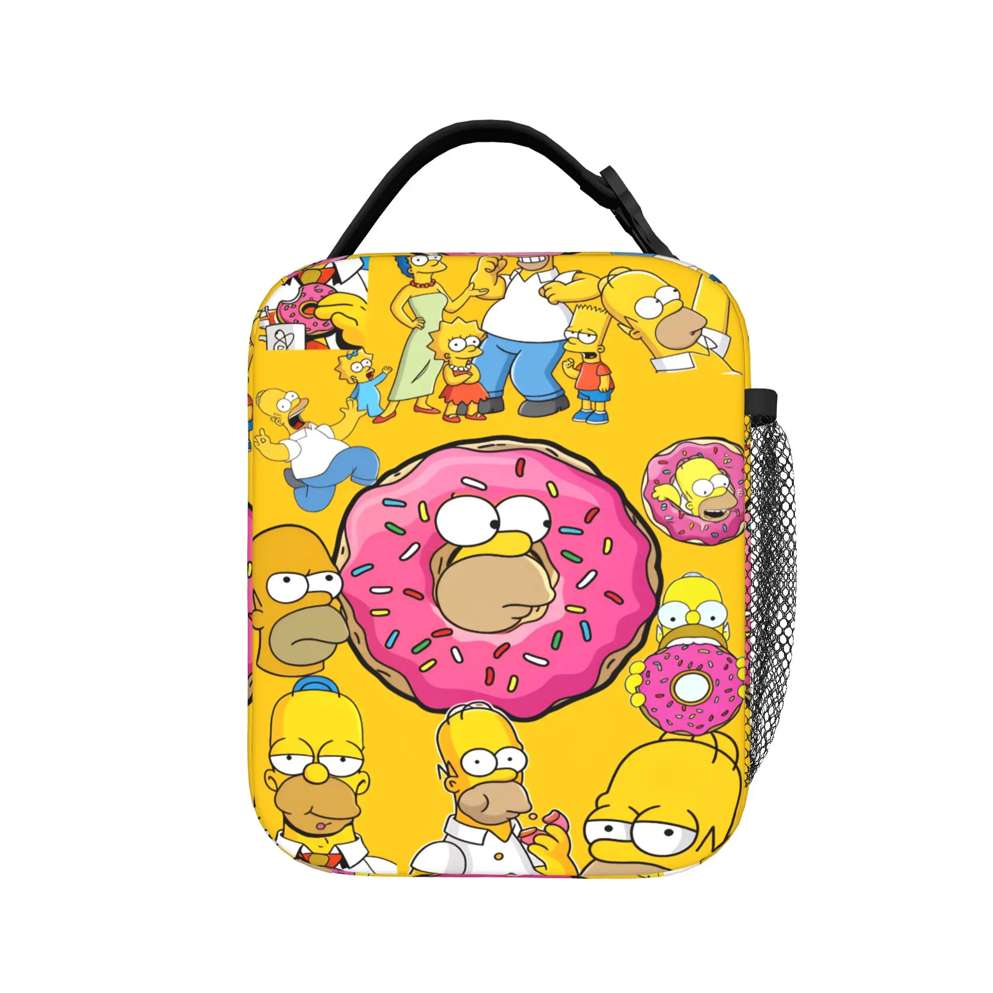 Funny Simpsons Donut Theme Collection Lunch Bag Portable Lunch Box Child Office Print Cooler Bag Fashion Oxford Tote Food Bags