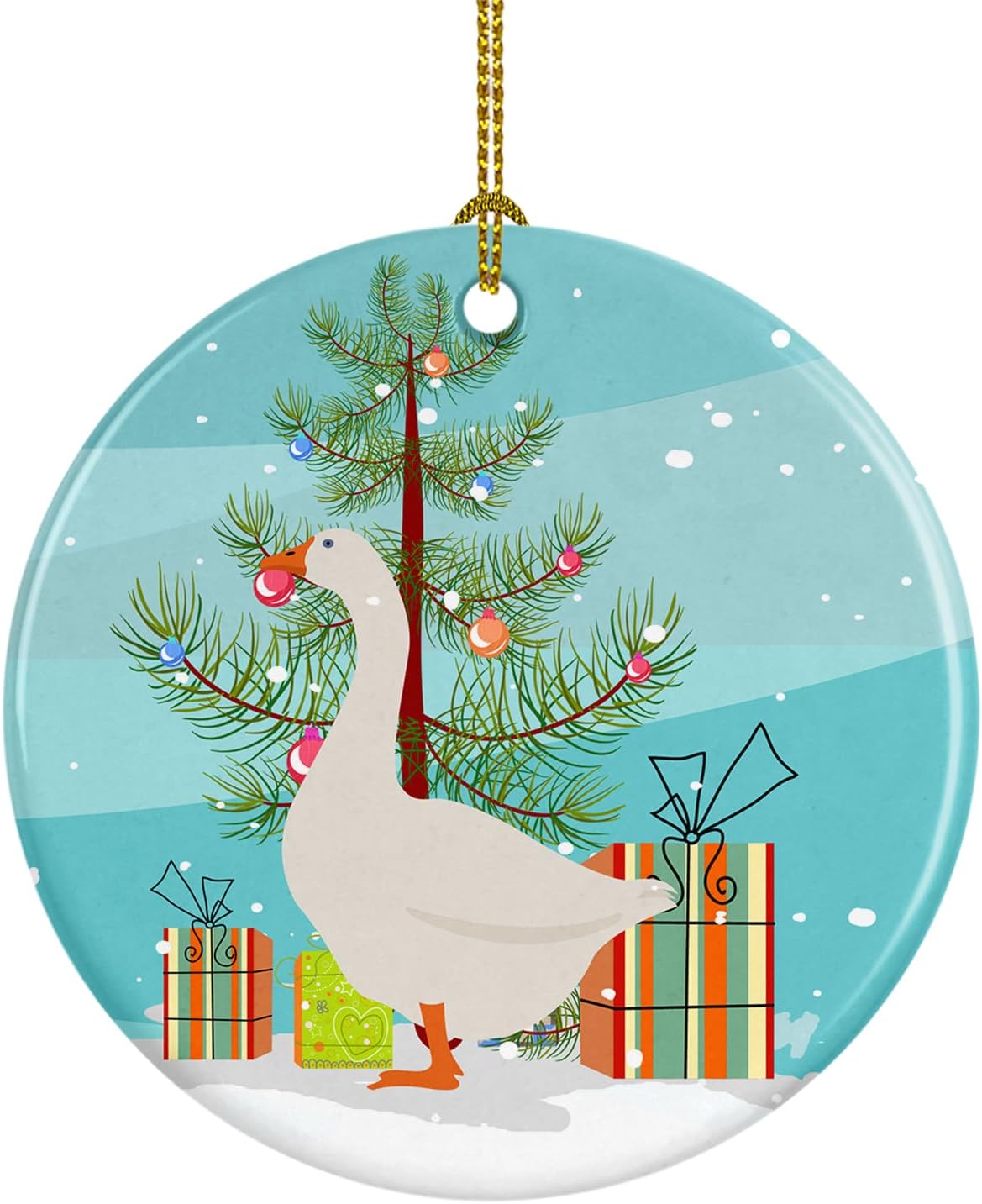 Caroline's Treasures Embden Goose Christmas Ceramic Ornament, Teal Christmas Tree Hanging Decorations for Home Christmas Holiday, Party, Gift, 3 in, Multicolor