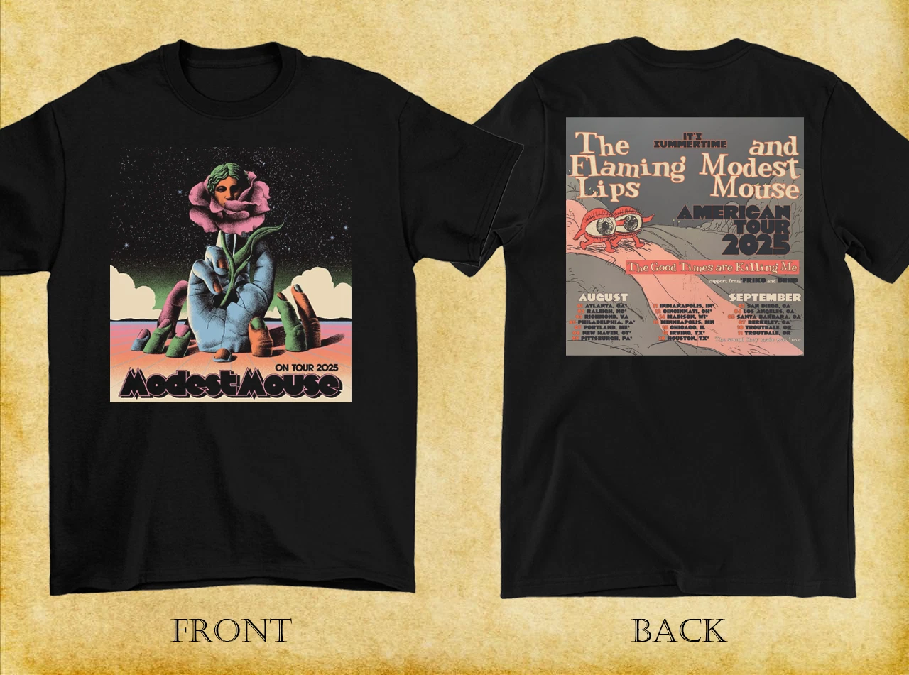 The Flaming Lips Modest Mouse 2025 Summer Tour Double Sided T-Shirt