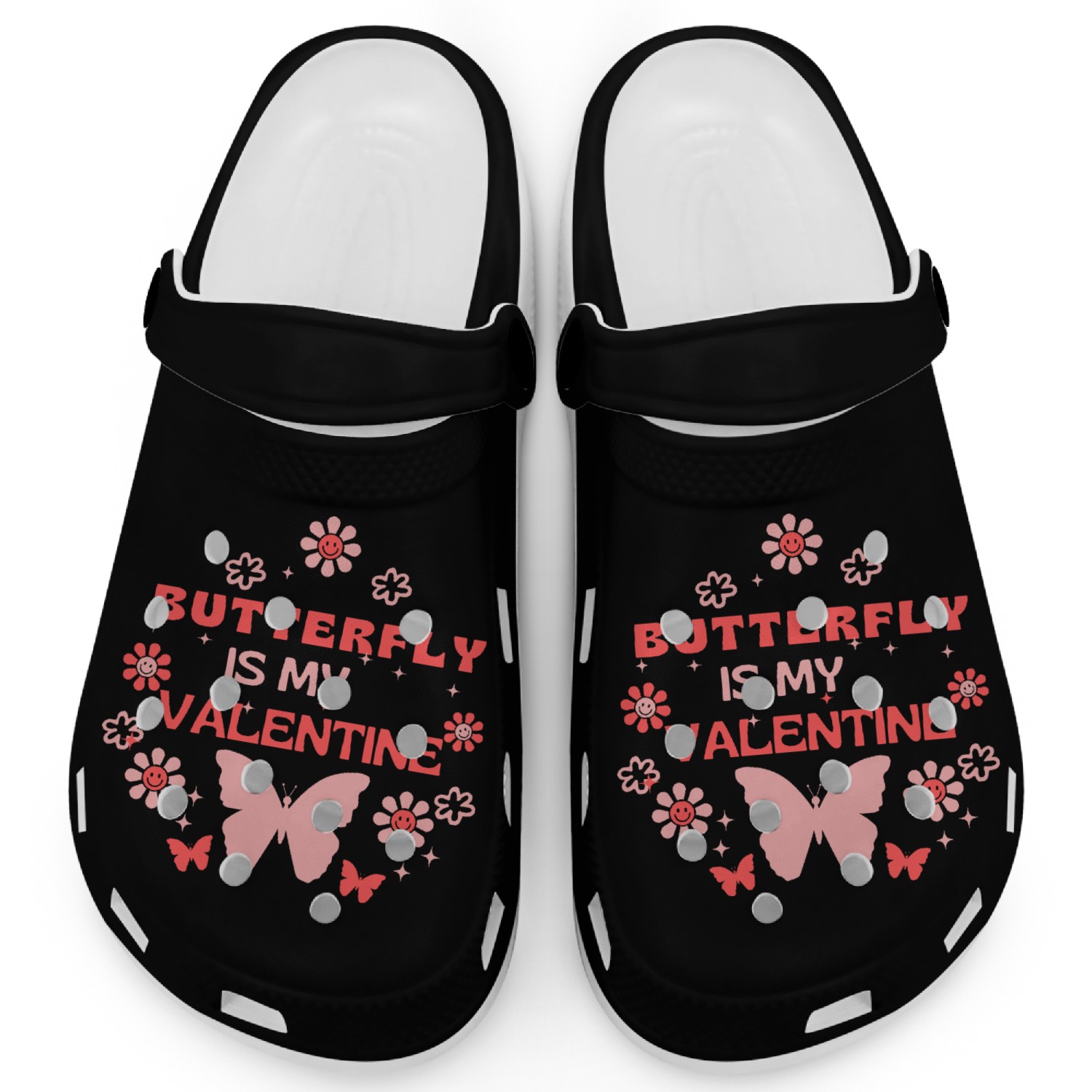butterfly Is My Valentine Floral Cute butterfly Clogs