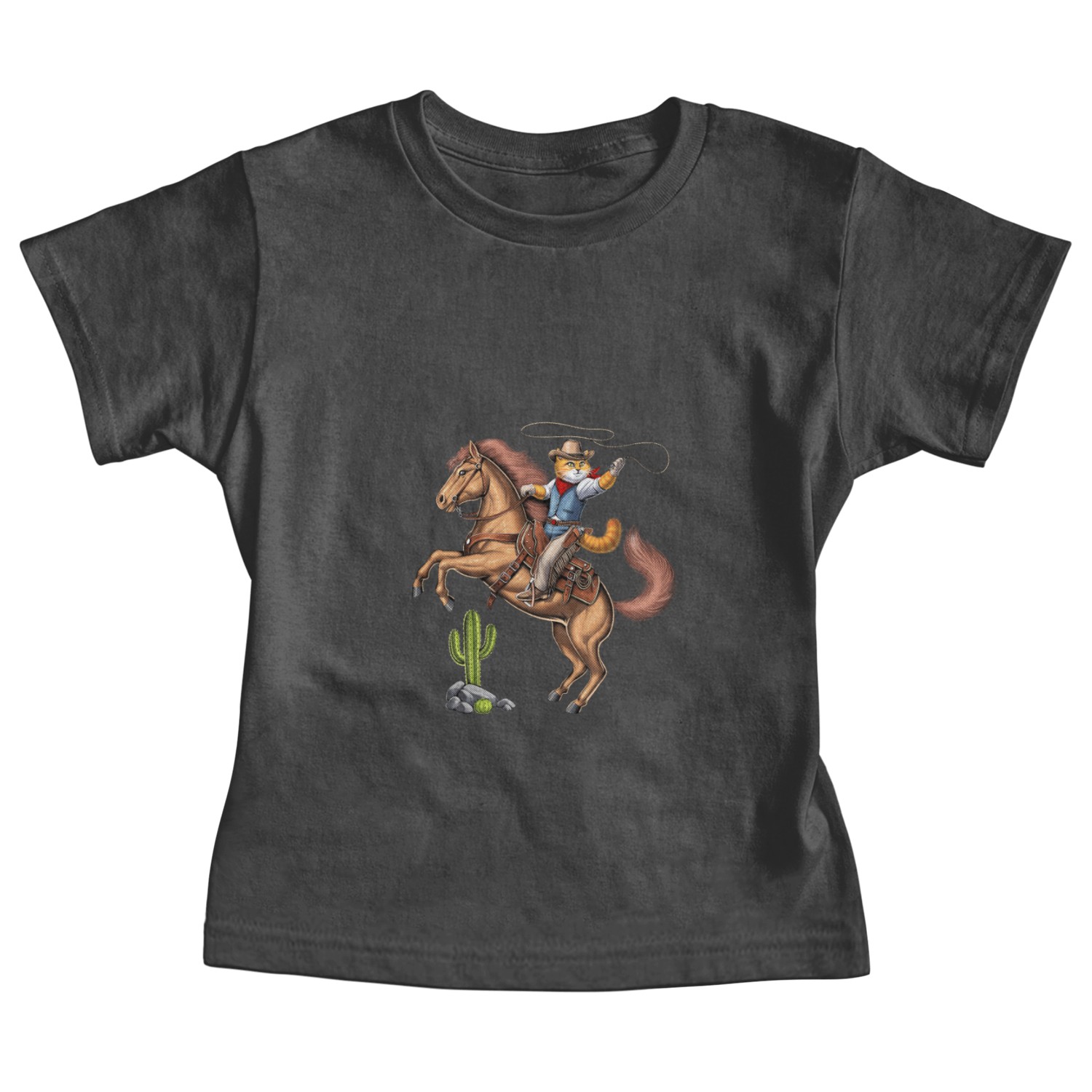Cat Cowboy Riding Rodeo Horse Baby Tees