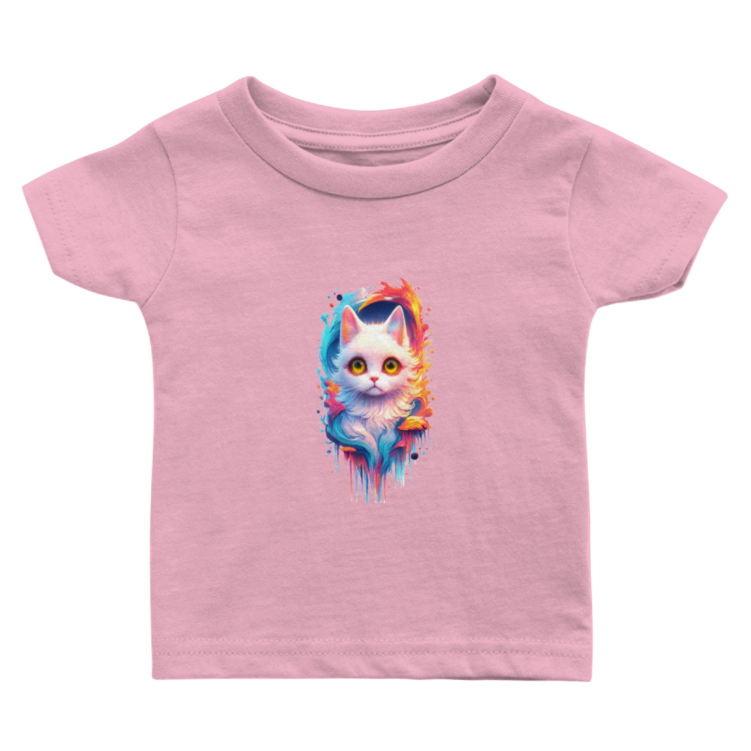 Colorful Fantasy Cat Illustration Baby T Shirts